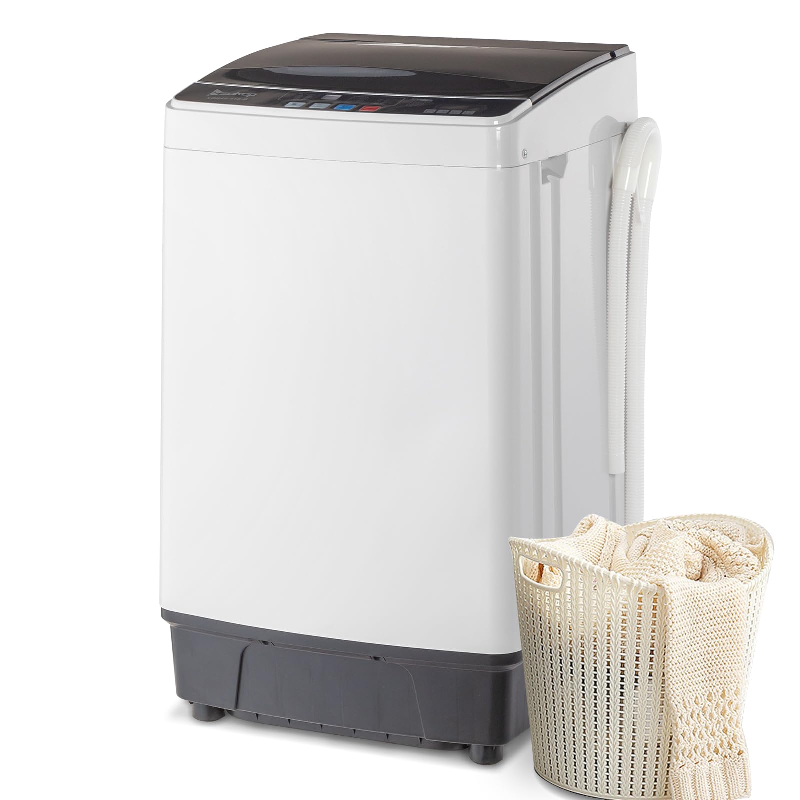 ROVSUN 17.6lbs Full Automatic Portable Washing Machine with Drain Pump - 2 in 1 Compact Washer Dryer Combo, Top Load Laundry for Apartments, Dorms, RVs & Small Spaces - Perfect for Tiny Homes, Camping & Travel Use