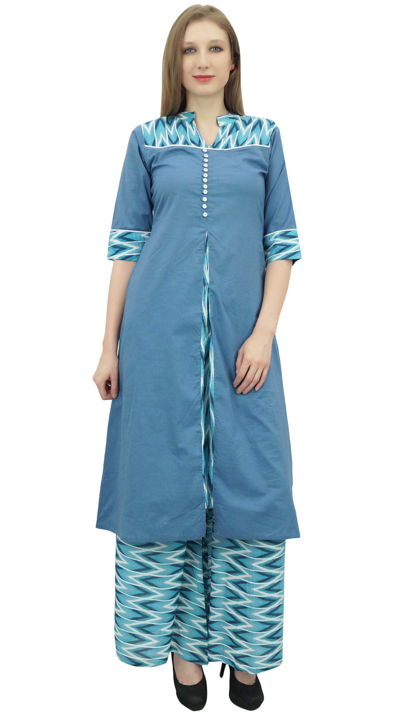 Stylish Women's Indian A-Line Kurti Kurta Dress with Palazzo Pants - Traditional Ethnic Outfit for Festivals, Parties & Casual Wear