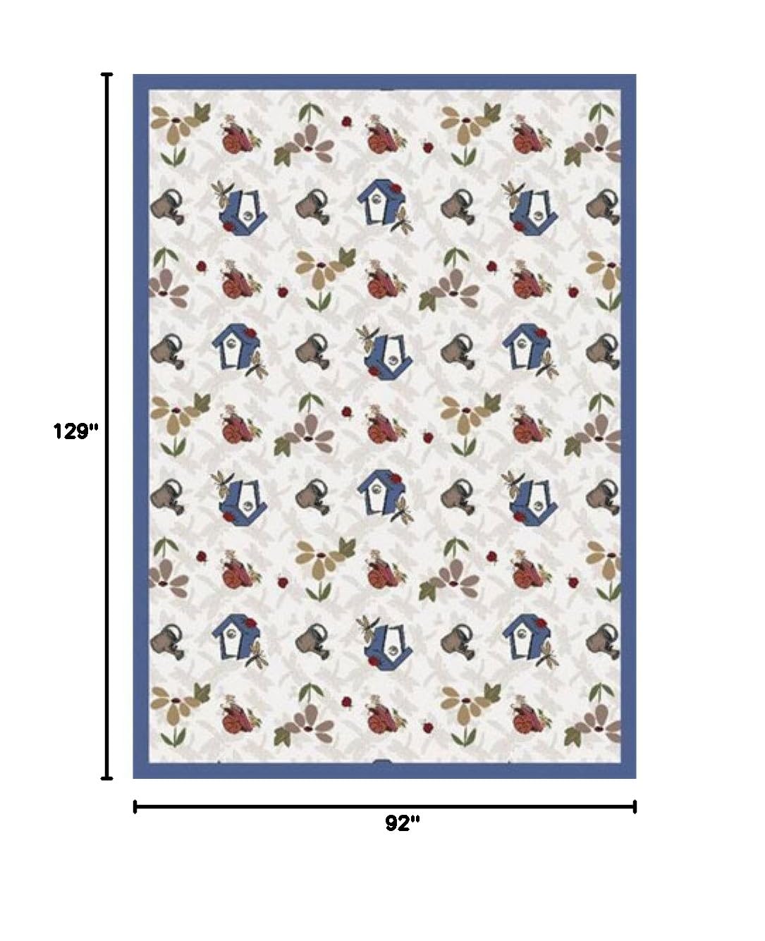 Joy Carpets Kaleidoscope Flower Garden Whimsical Area Rugs - Soft Beige Non-Slip Living Room Rug for Kids Bedroom & Nursery Decor