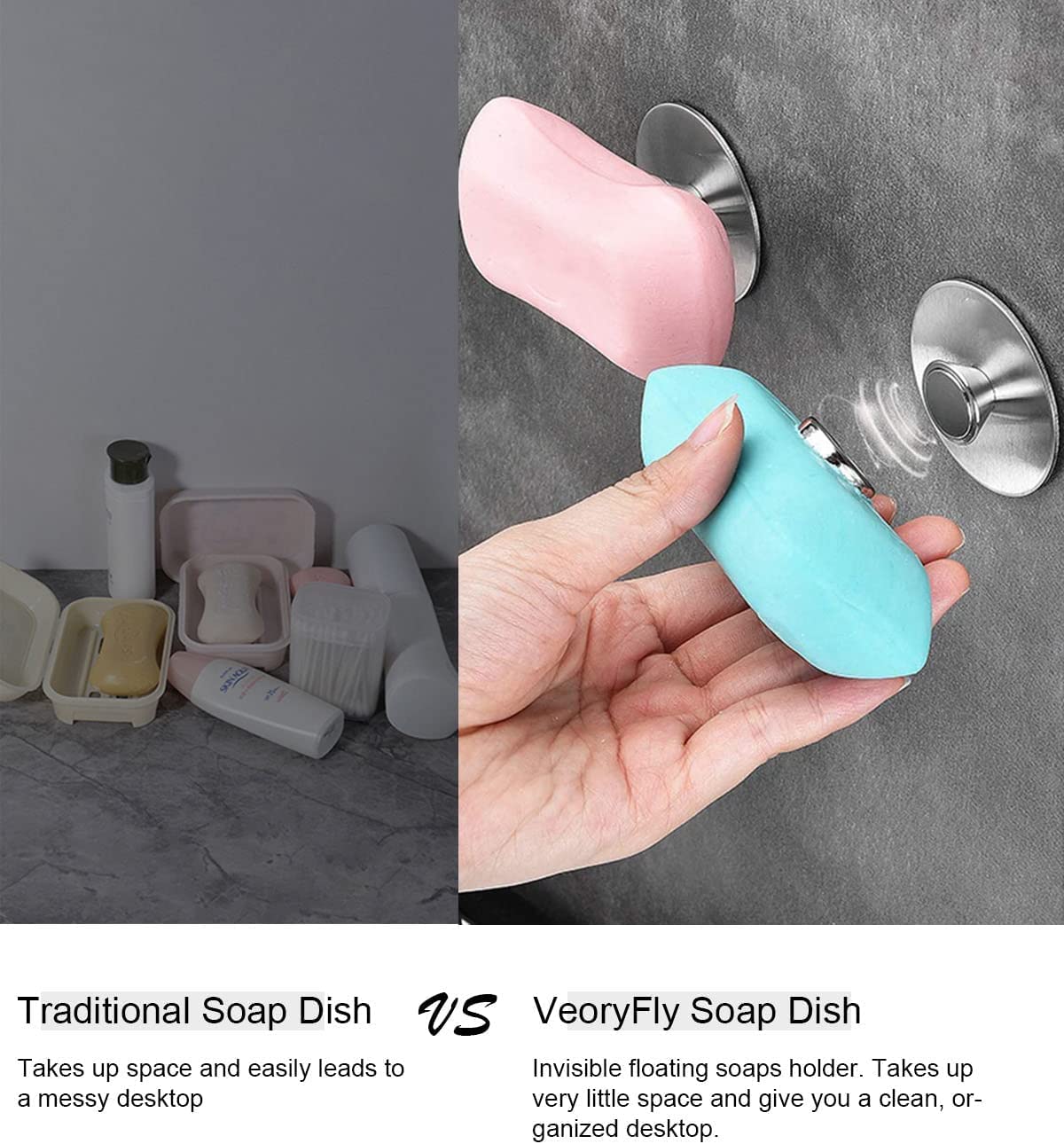 Stainless Steel Magnetic Soap Holder - Self Draining Bar Soap Saver for Shower Wall, Kitchen & Bathroom - Easy Clean Gray Soap Dish (1 Pack) | Perfect for Organizing Bar Soap in Wet Areas & Keeping Countertops Dry