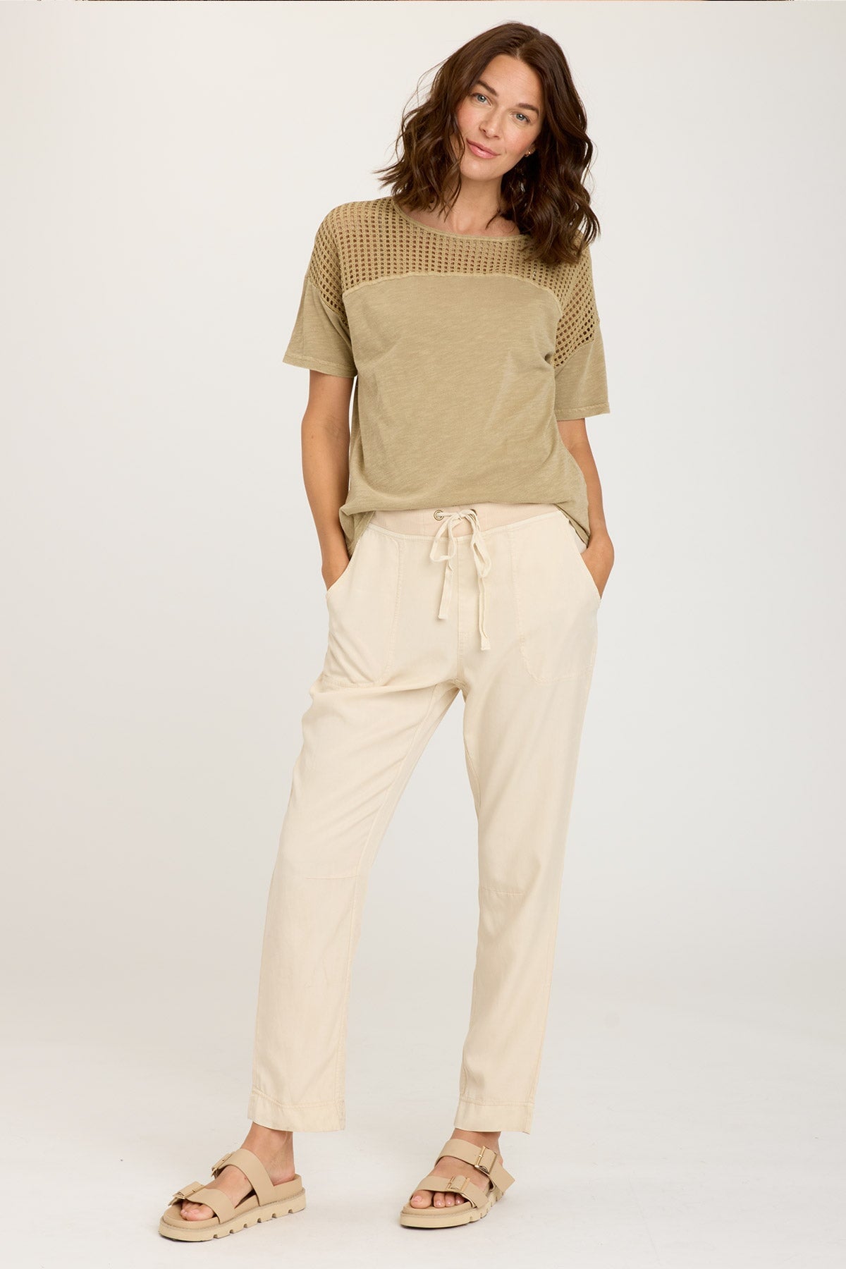 Minette Tee Linwood Sands Pigment Dyed T-Shirt - Soft Vintage Washed Cotton Tee for Women | Casual Wear, Layering & Everyday Outfits