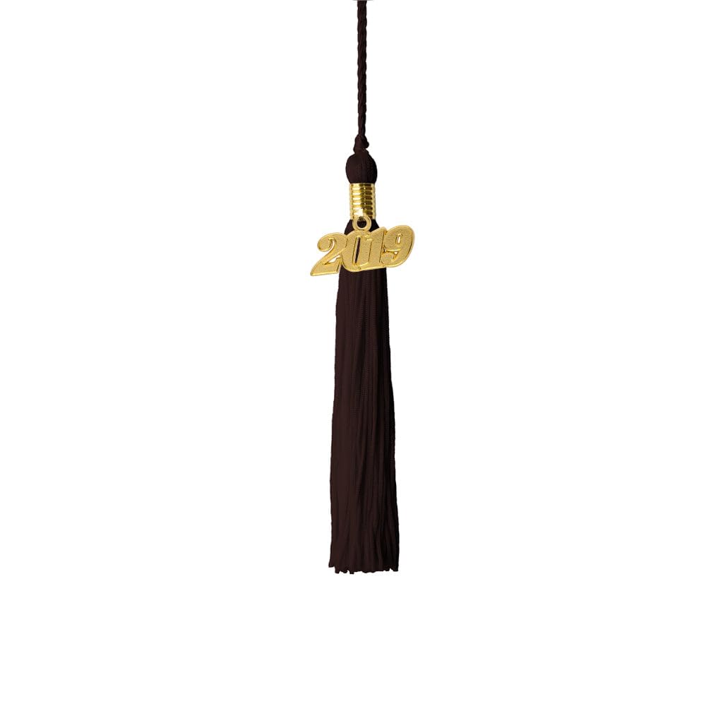 2019 Kindergarten Graduation Tassel with Gold Charm - Brown - Perfect for Preschool Graduation Ceremonies & Photo Props