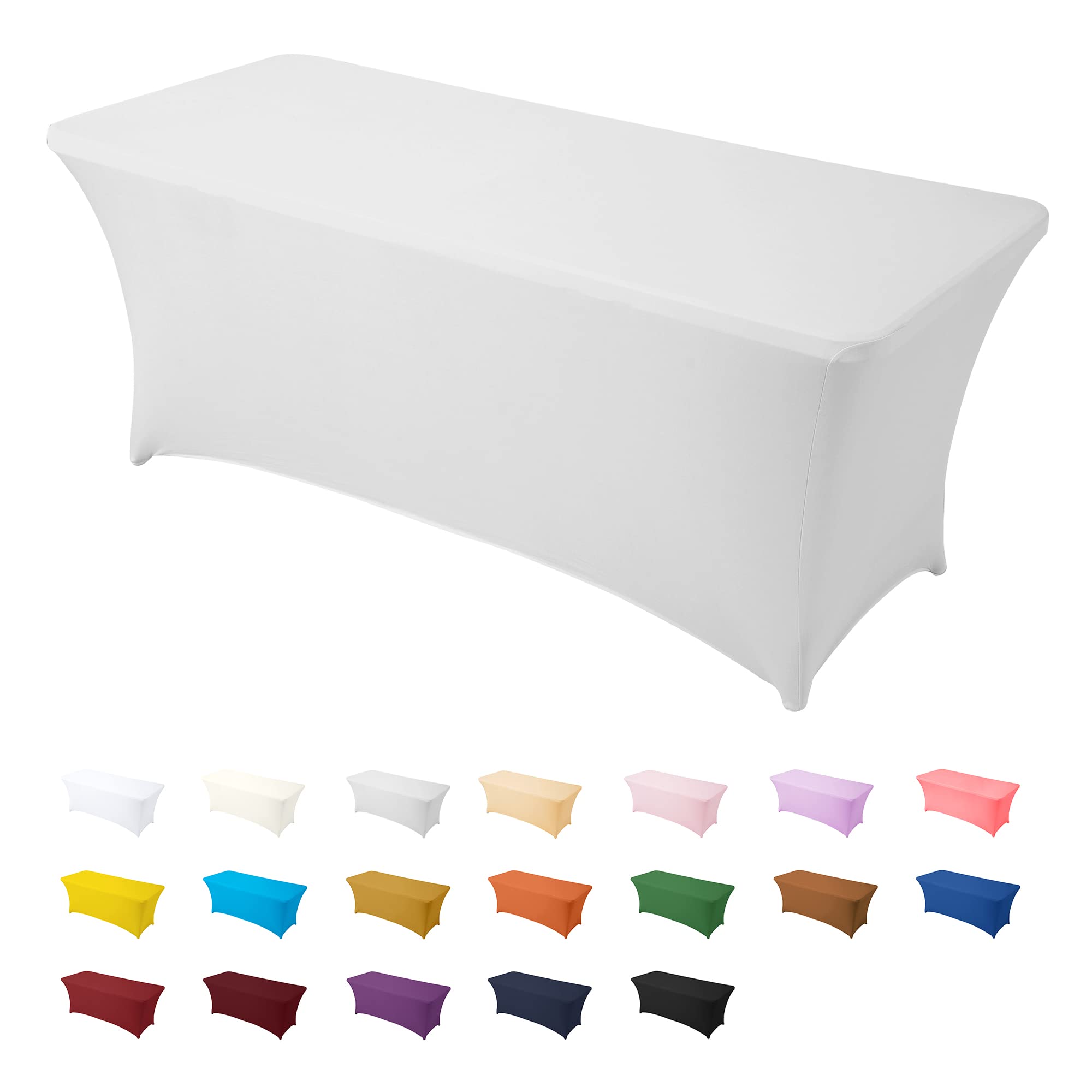 Stretch Spandex Table Cover 6 FT - Universal Rectangular Fitted Tablecloth for Standard Folding Tables - Wedding, Banquet, Party & Event Decor (Silver) | Perfect for Indoor & Outdoor Gatherings, Catering, and Home Decor