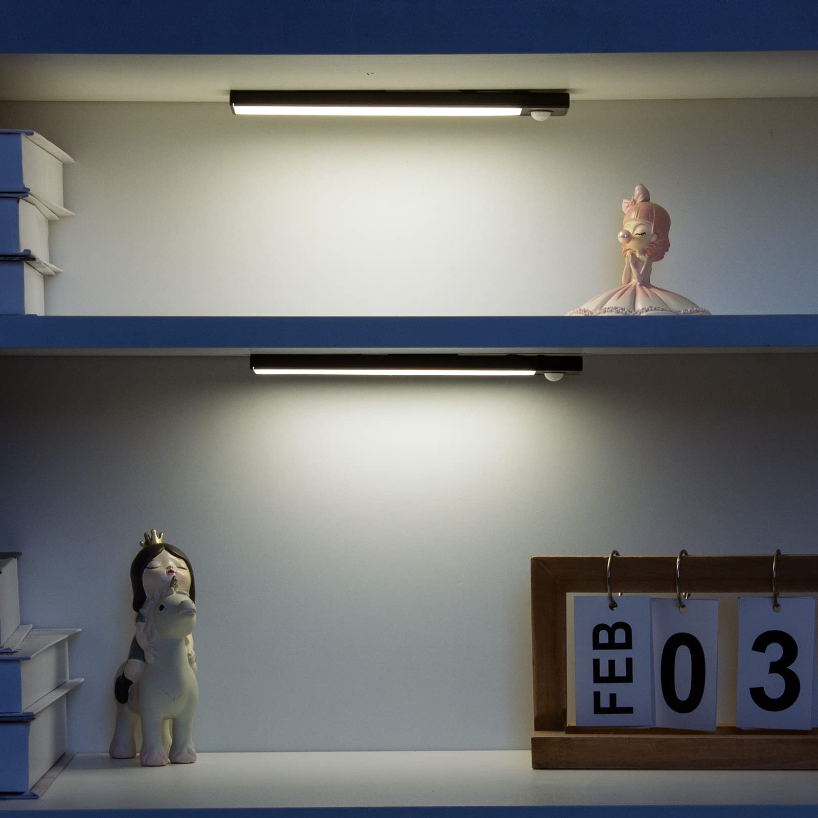 LED Motion Sensor Cabinet Light - Wireless Rechargeable Under Cabinet Lighting, Battery Powered Stick Up Lights for Closet, Kitchen, Counter (Daylight White, 2 Pack) - Perfect for Dark Spaces & Nighttime Use