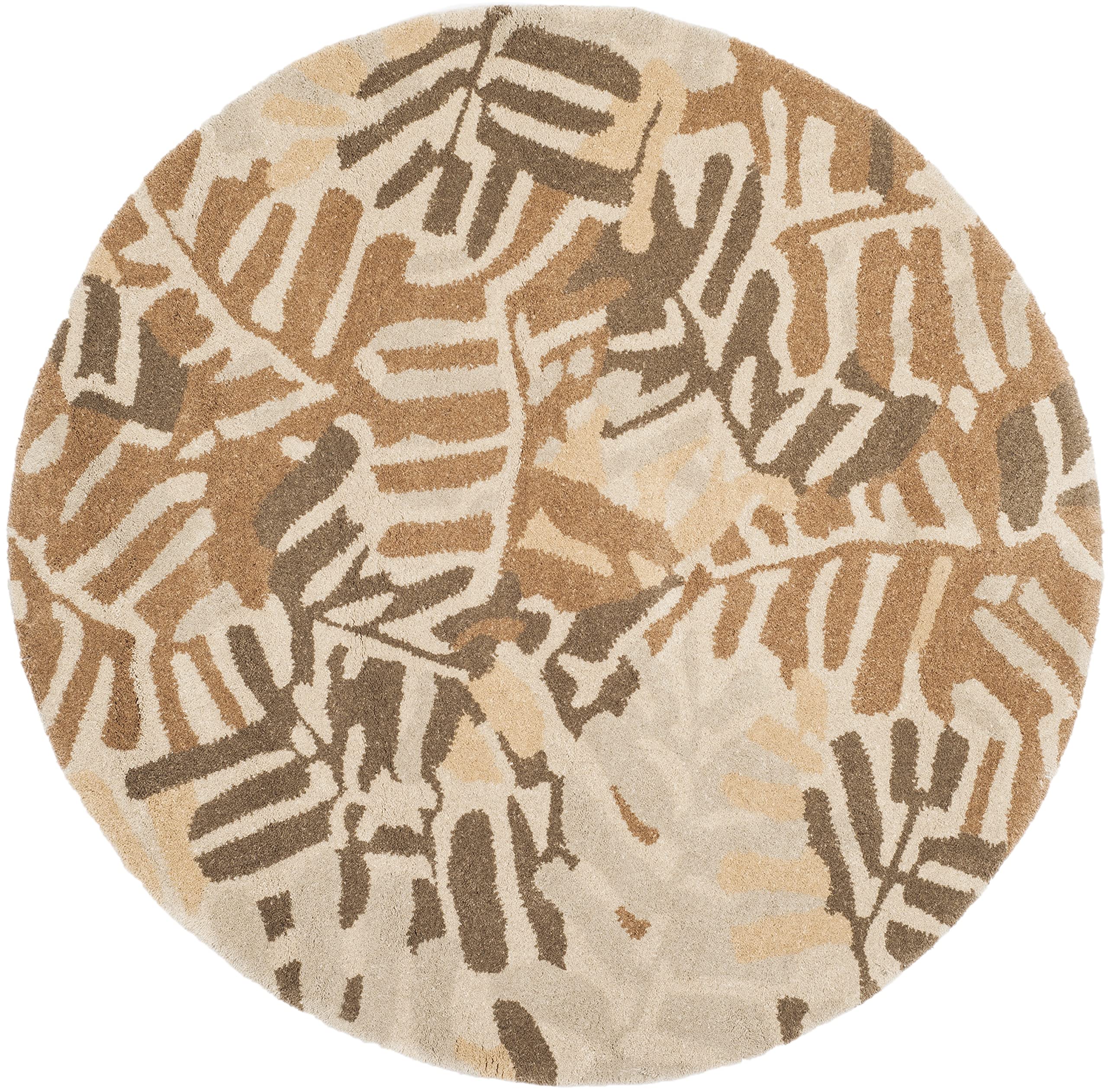 MARTHA STEWART x SAFAVIEH 4-Foot Round Spud MSR4548A Handmade Palm Leaf Wool Area Rug - Perfect for Living Room, Bedroom & Boho Home Decor