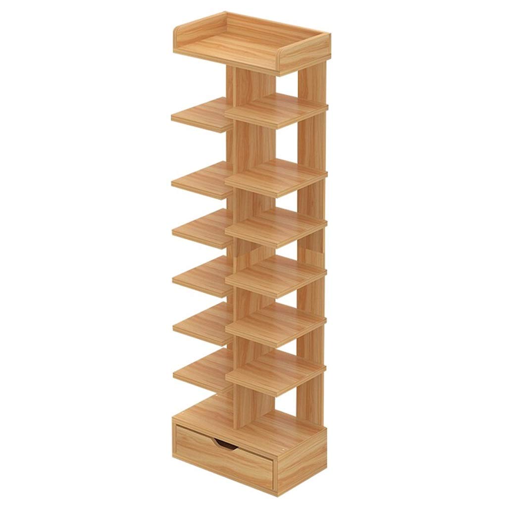 Multi-Layer Shoe Rack with Drawer - Space Saving Double Row Shoe Storage Organizer for Closet, Bedroom or Entryway - Natural Wood Shoe Shelf Cabinet for Home Organization (Perfect for Small Spaces & Shoe Lovers)