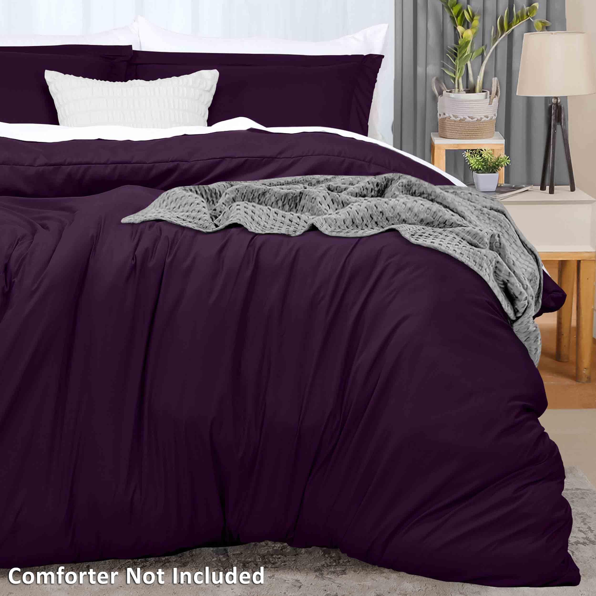 Utopia Bedding King Size Duvet Cover Set - 1 Duvet Cover & 2 Pillow Shams (3-Piece) | Soft Brushed Microfiber with Zipper Closure | 104x90 Inches | Purple | Perfect for Master Bedroom, Guest Room & Luxury Hotel Style Bedding