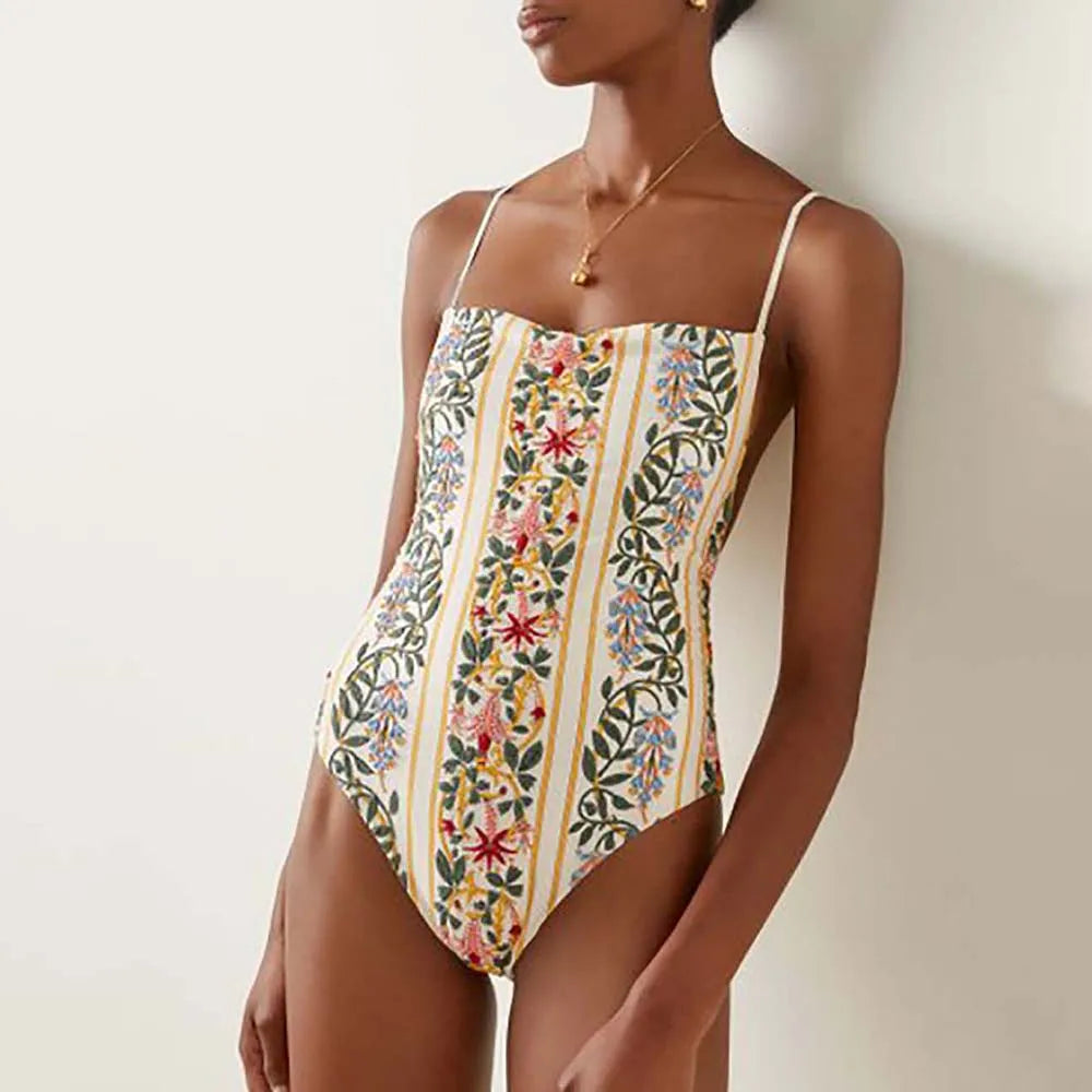 Floral One Piece Swimsuit for Women - Sexy High Waist Beach Dress with Trendy String Straps | Perfect for Pool Parties, Summer Vacations & Beach Getaways