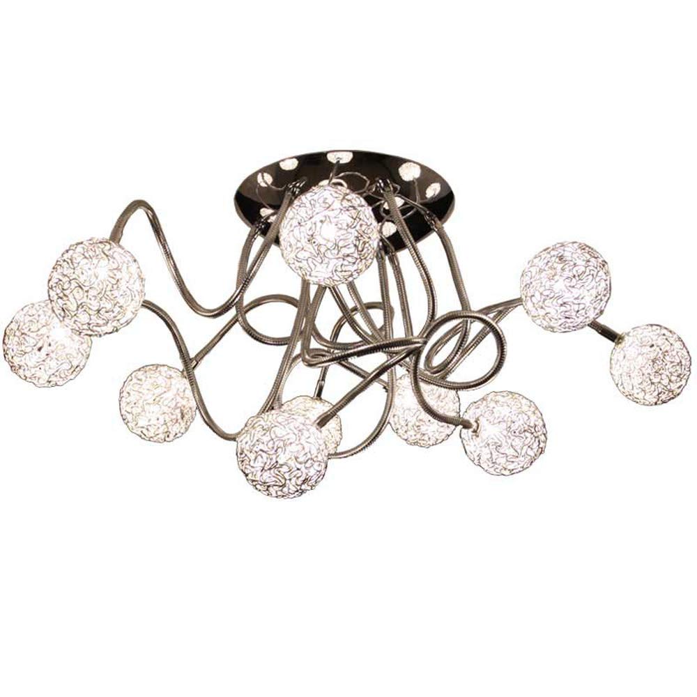 Modern 10-Arm Aluminum Wire Ball Chandelier - Adjustable Spider Ceiling Light for Living Room, Dining Room & Study - Dimmable LED Fixture for Home Decor & Ambient Lighting