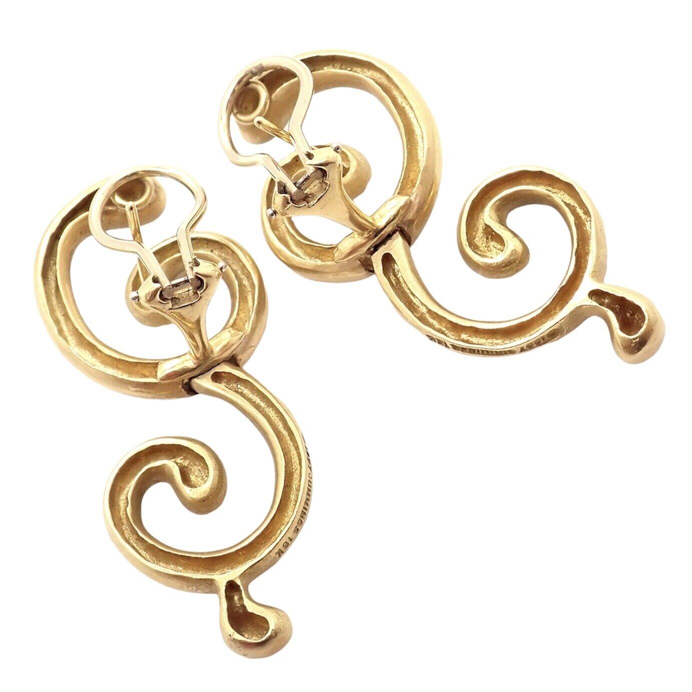 Authentic Vintage Angela Cummings 18K Yellow Gold Curl Earrings - Rare Collectible Jewelry for Women, Perfect Gift for Anniversary & Special Occasions