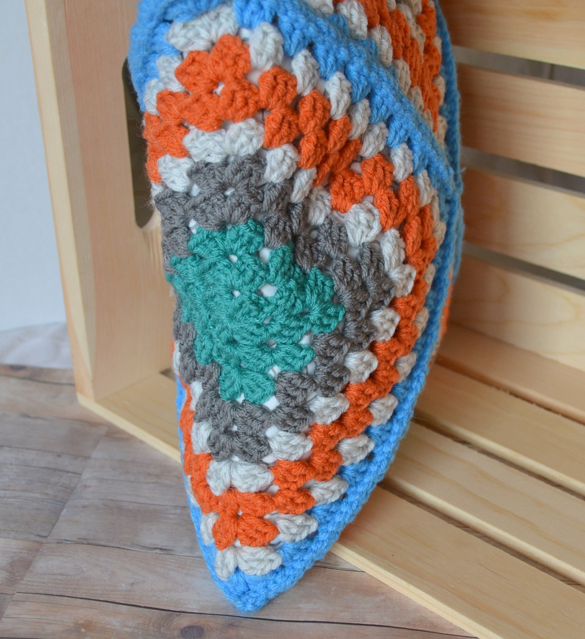 Granny Square Throw Pillow - Modern Crochet Cushion Cover 14
