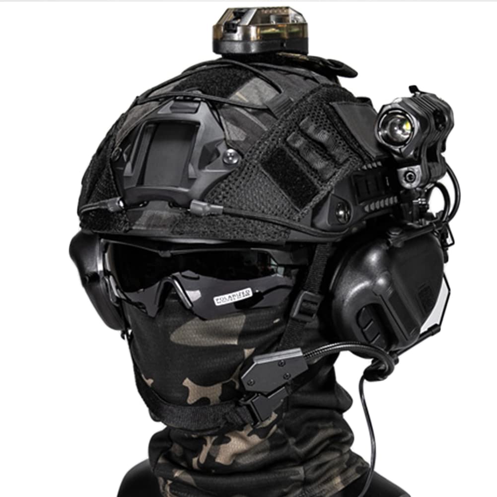 AQzxdc Tactical Paintball Helmet Set with Headset, Goggles, Visor, Flashlight & NVG Mount - Perfect for Airsoft, Shooting Games & Outdoor Hunting Adventures