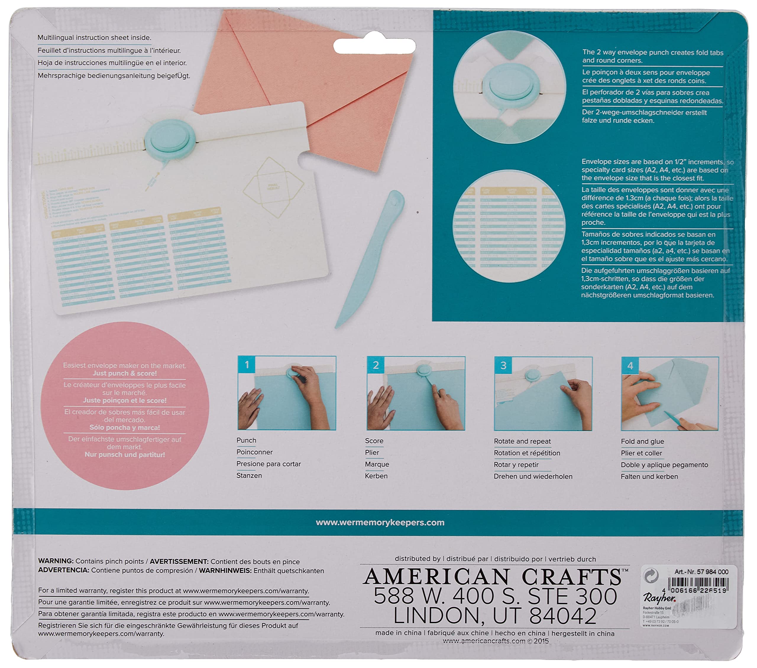 We R Memory Keepers Envelope Punch Board - DIY Envelope Maker Tool for Scrapbooking, Card Making & Invitations | Create Custom Envelopes in Various Sizes | Perfect for Crafters, Weddings & Stationery Projects