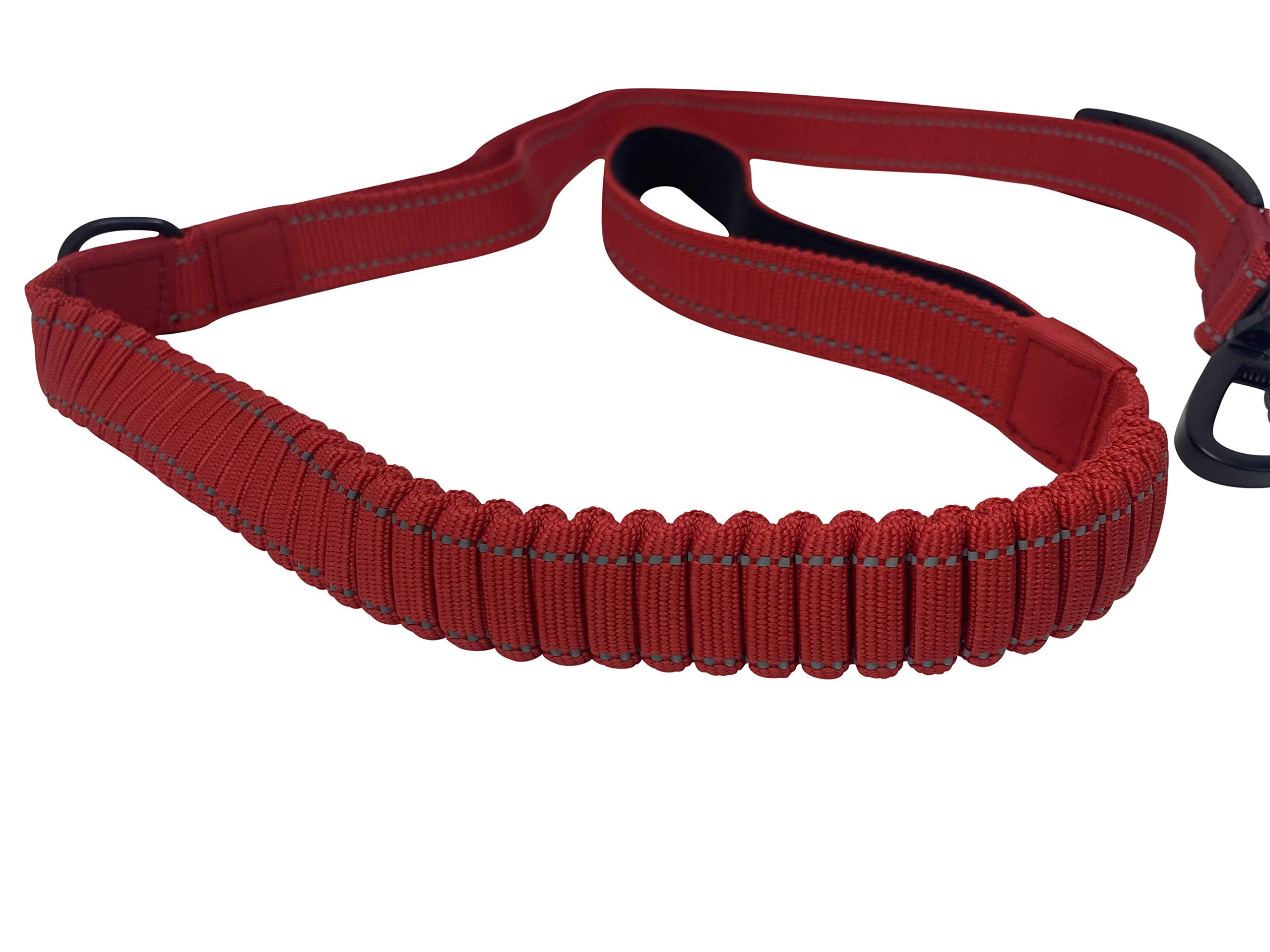**Heavy Duty Reflective Dog Leash for Large Dogs Up to 150lbs - 6ft Shock Absorbing Bungee Leash with Traffic Handle for Extra Control (Reflective Red) - Perfect for Night Walks, Training & Outdoor Adventures**