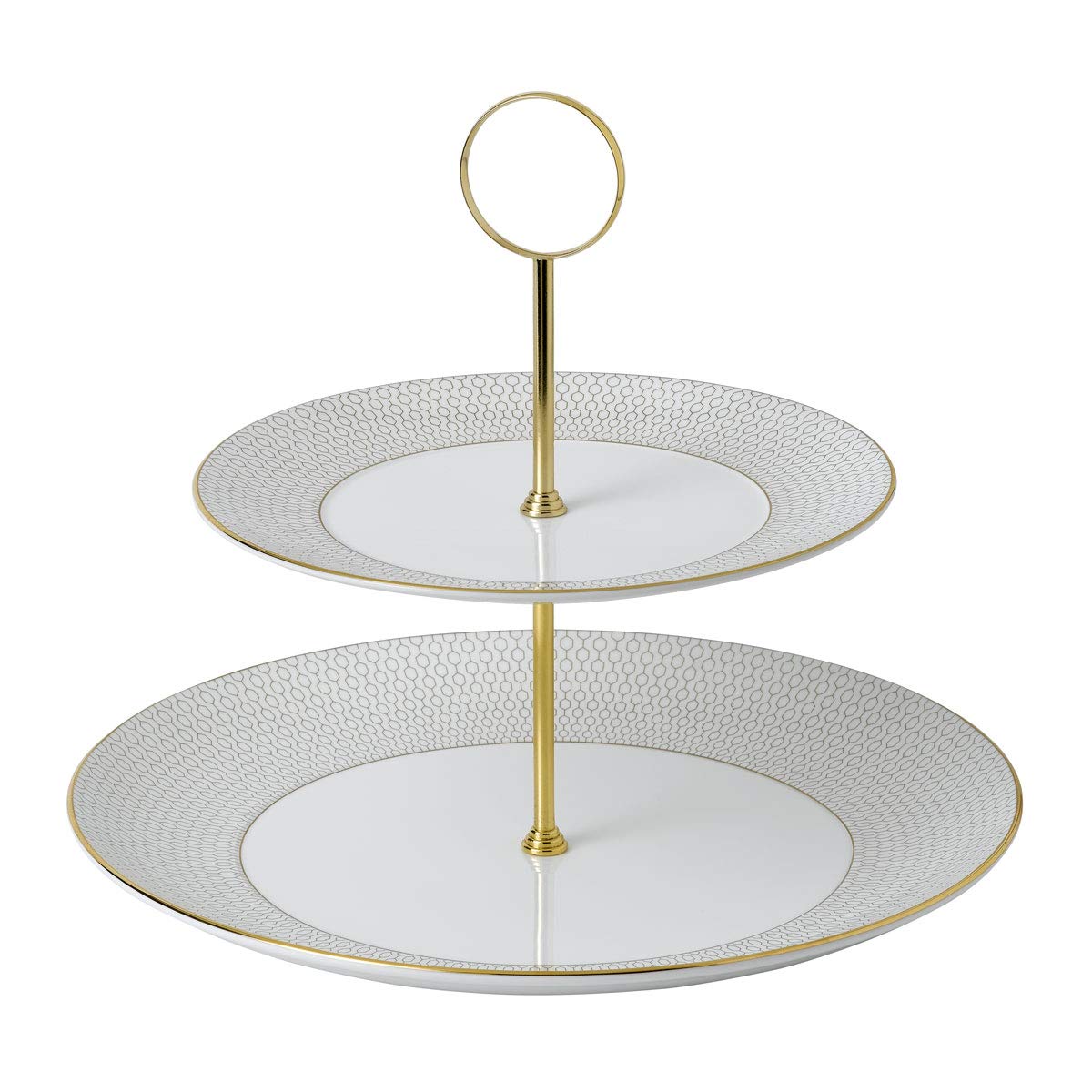 Wedgwood Gio Gold Two-Tier Cake Stand - Elegant Dessert Display for Weddings, Afternoon Tea & Special Occasions