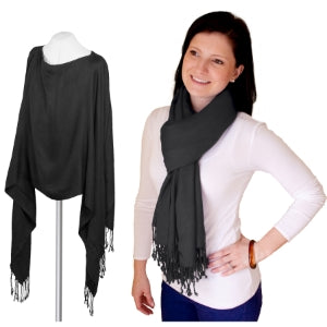 Pashmama Black Cashmere Scarf - Luxurious Soft Winter Wrap for Women & Men - Perfect for Cold Weather, Office, and Evening Outfits