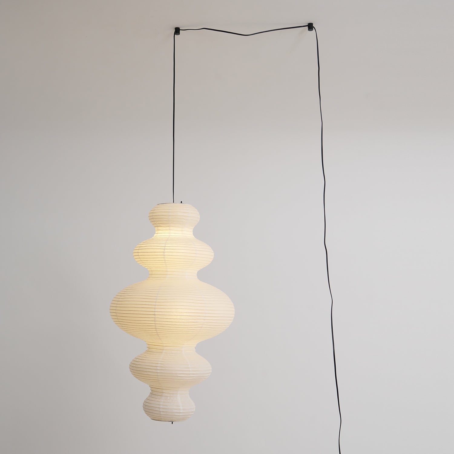 Akari Juni Pendant Swag Lamp - Modern Japanese Paper Light Fixture for Bedroom, Living Room & Dining Room Decor