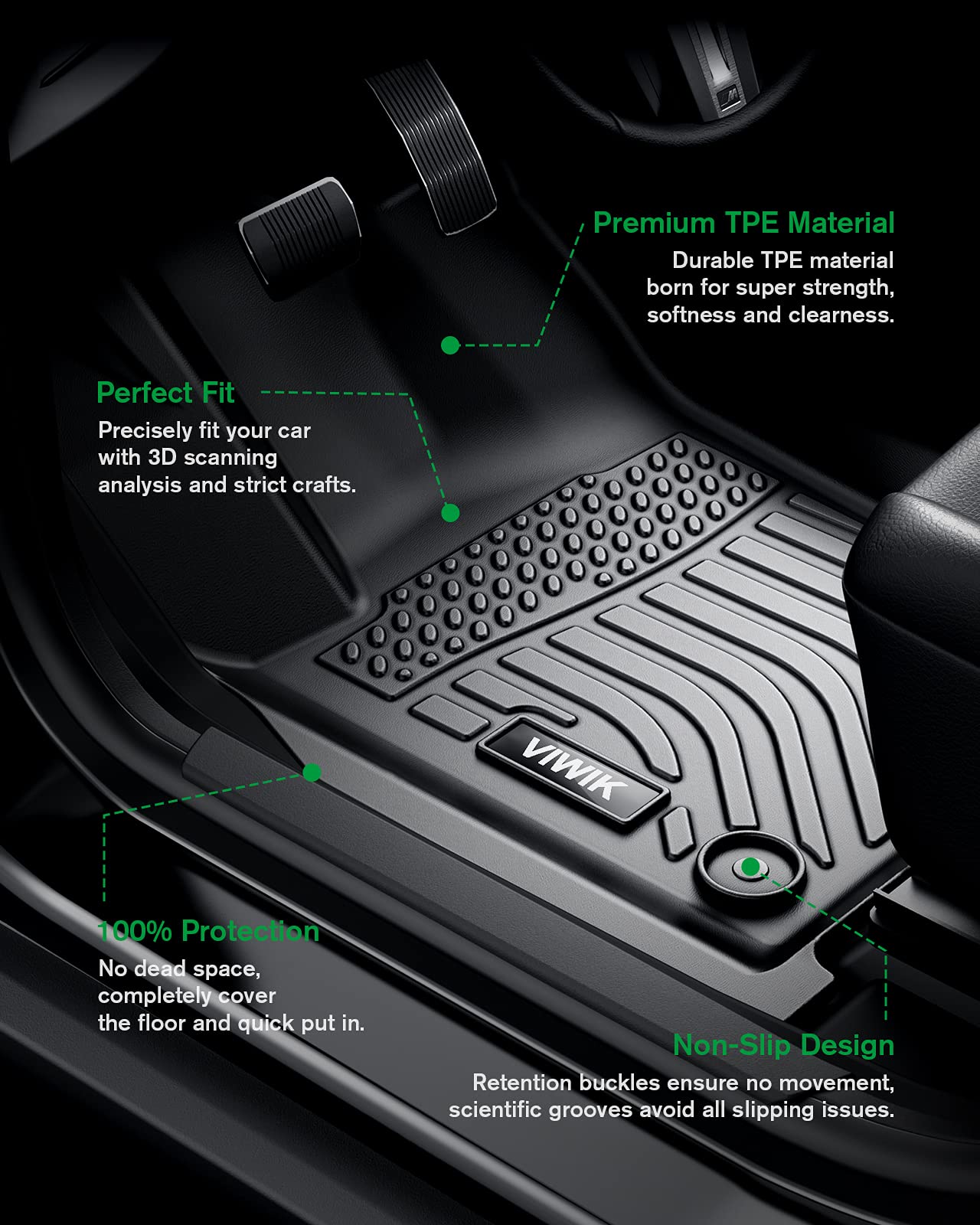 All-Weather Floor Mats for 2015-2025 Ford F150 & 2022-2025 F-150 Lightning SuperCrew - Custom Fit TPE Floor Liners for Front Bucket Seats (No Fold Flat Storage) - 1st & 2nd Row Protection - Perfect for Off-Roading, Camping & Daily Driving