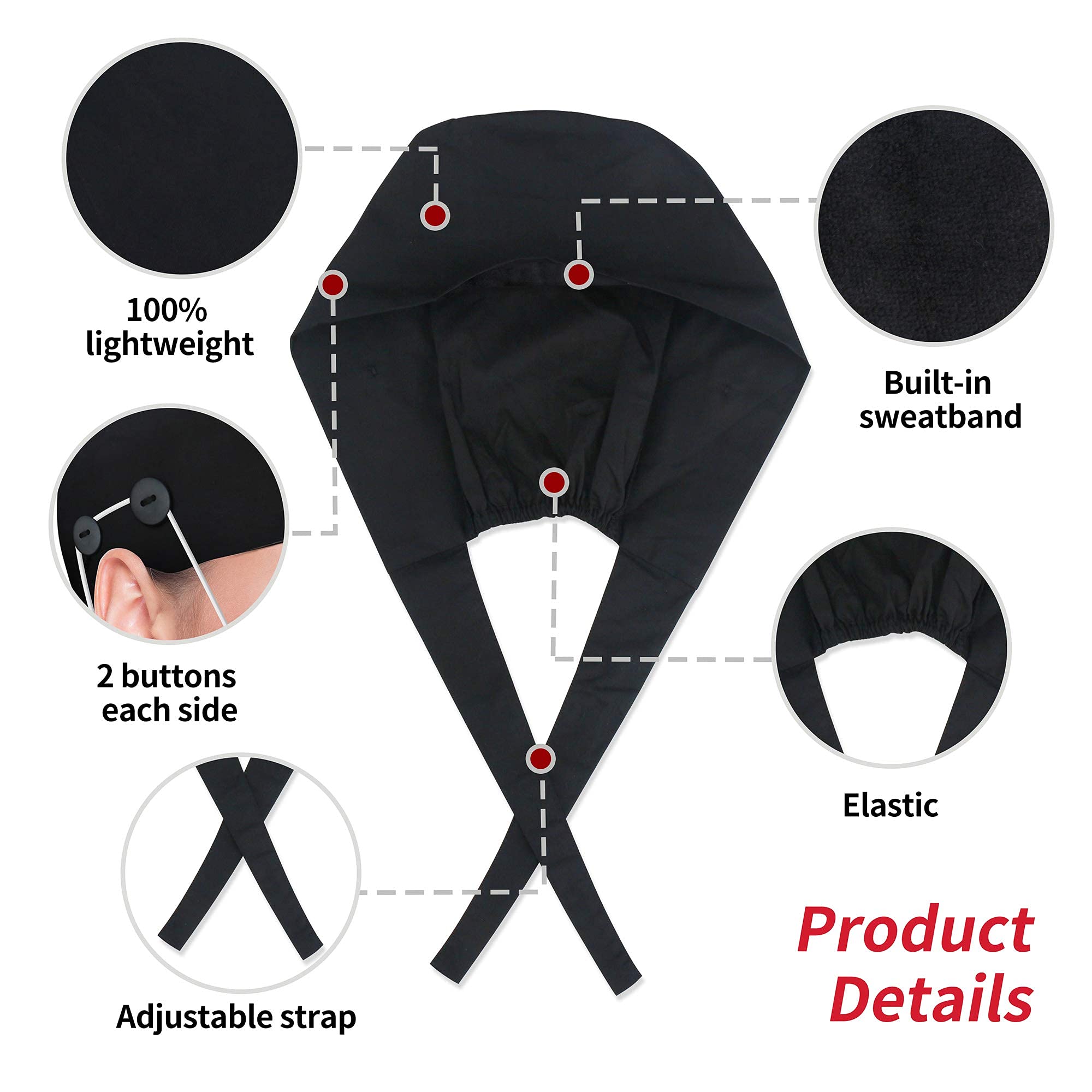 ABAMERICA Adjustable Work Cap with Button & Sweatband - Unisex Tie Back/Toggle Hat for Men & Women - Perfect for Construction, Gardening & Outdoor Labor
