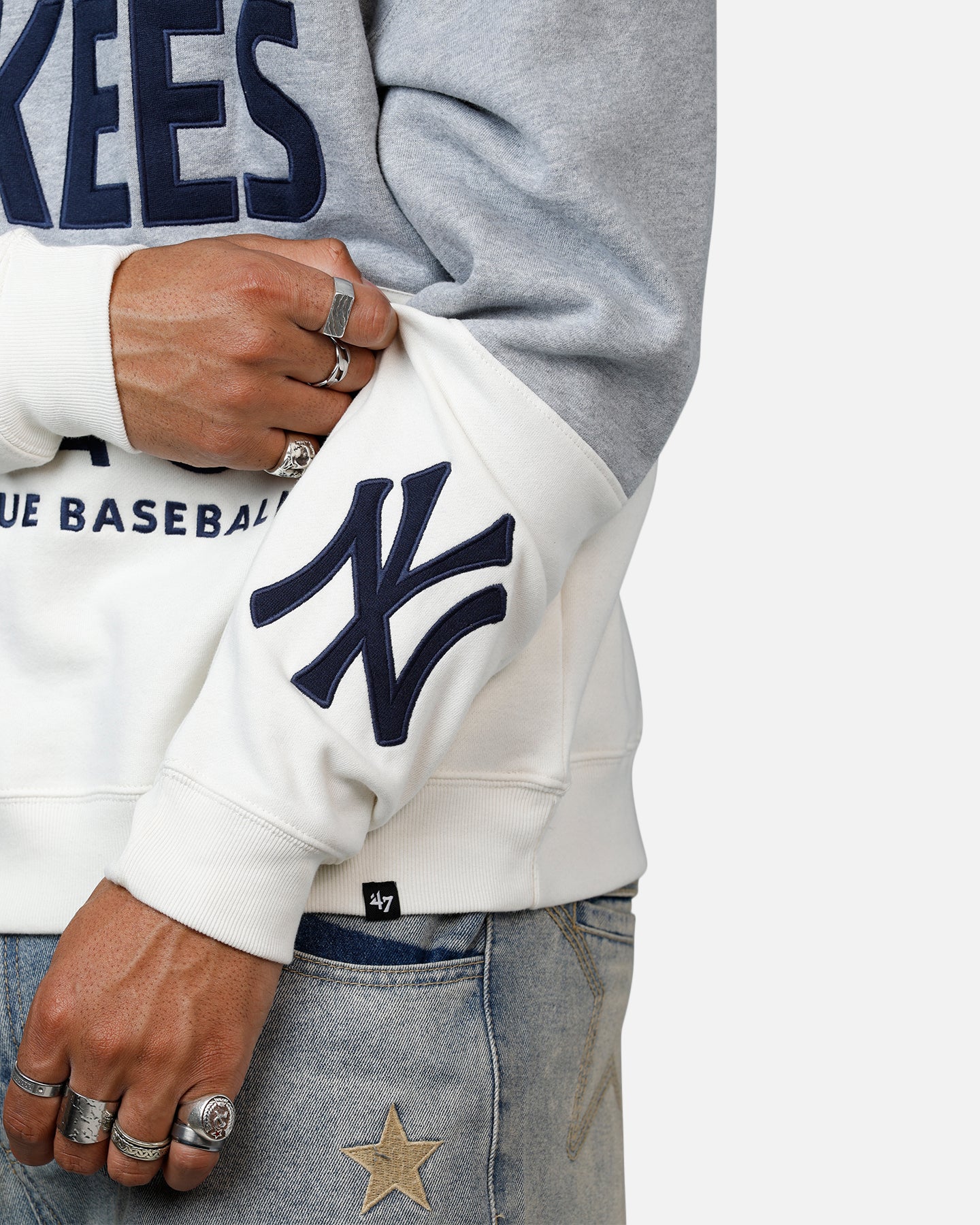 47 Brand New York Yankees On Five Crewneck Sweatshirt - Navy & Grey - Men's Casual Baseball Fan Apparel for Game Day & Streetwear