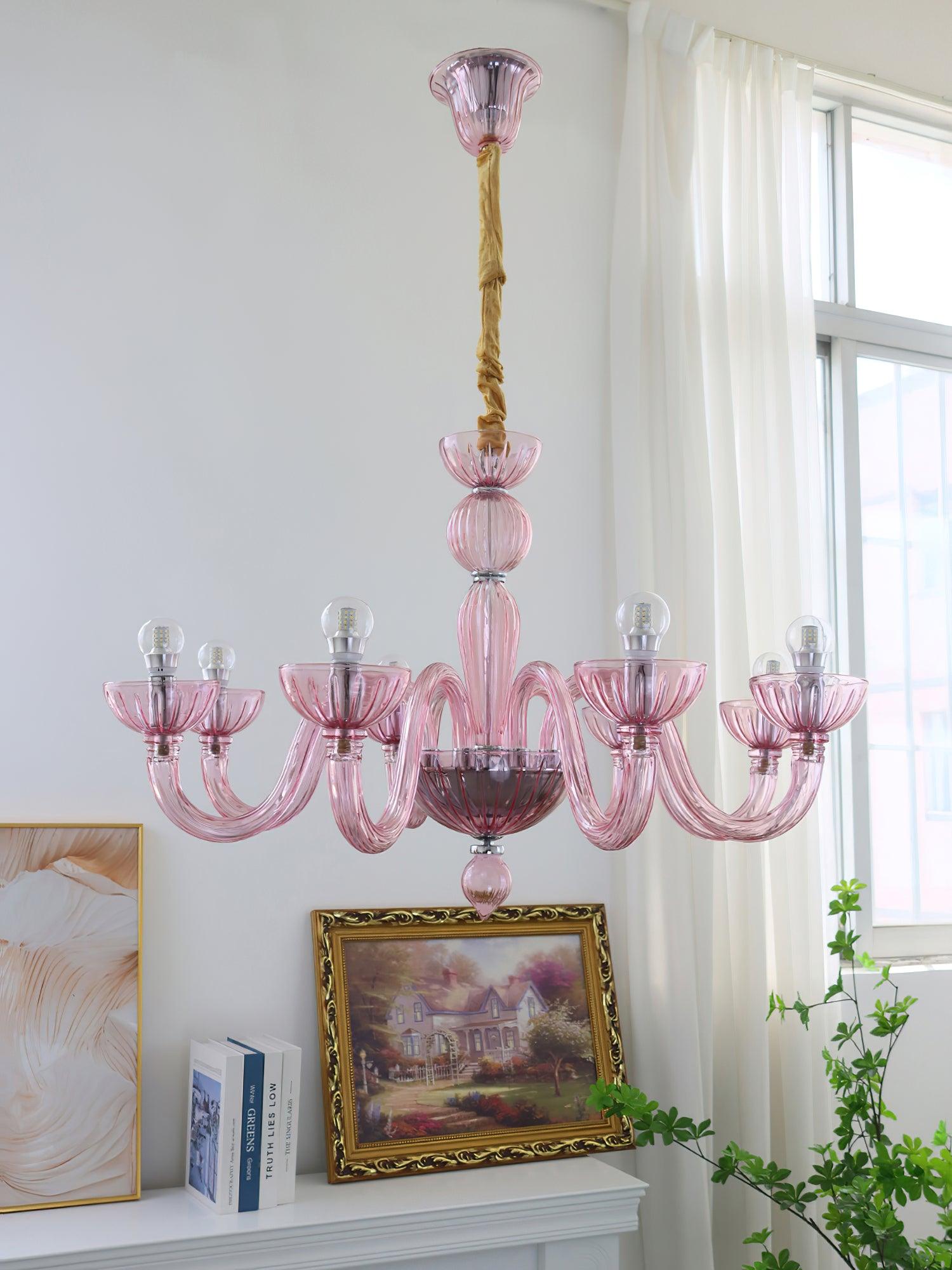Elegant Ares Murano Glass Chandelier - Handcrafted Italian Crystal Ceiling Light Fixture for Dining Room, Living Room & Bedroom Decor