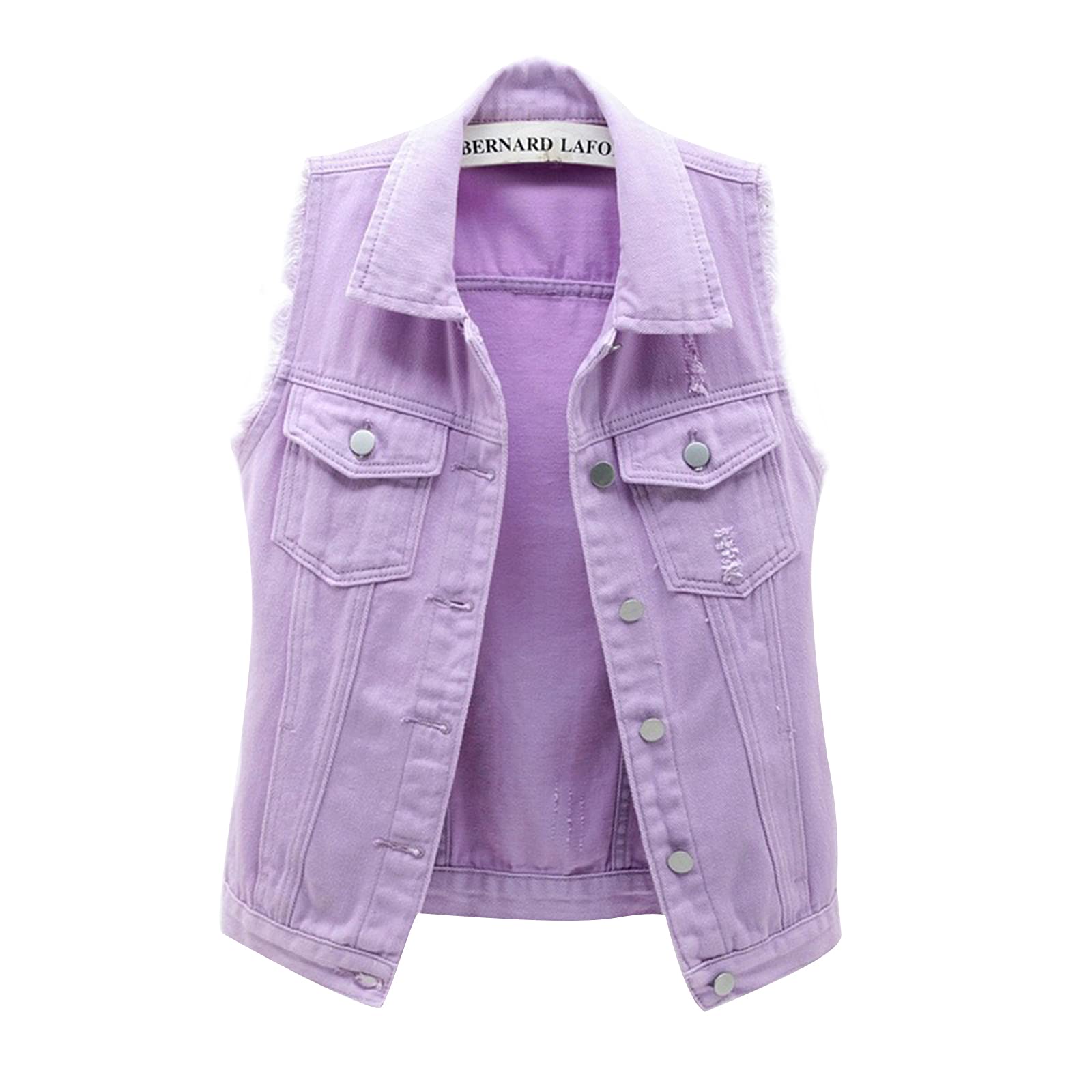 FOCUSNORM Women's Distressed Ripped Denim Vest - Sleeveless Crop Jean Jacket with Flap Pockets | Casual Outfits, Summer Layering, Streetwear Fashion