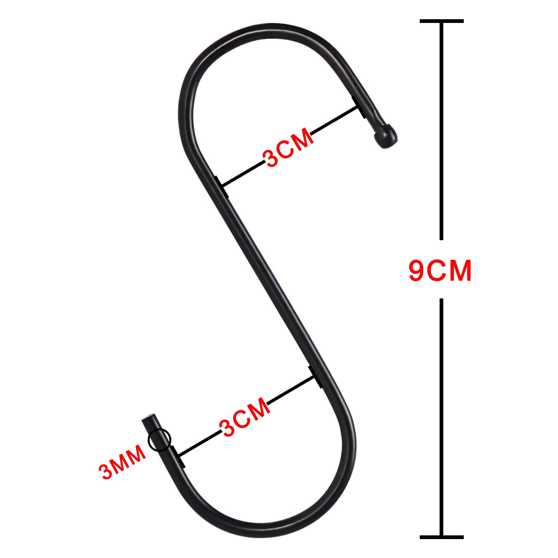 10 Pack Heavy Duty 3.5 Inch S Hooks - Black Metal Hanging Hooks for Plants, Lights, Cups & Home Organization - Perfect for Kitchen, Bathroom, Bedroom, Office & Outdoor Use