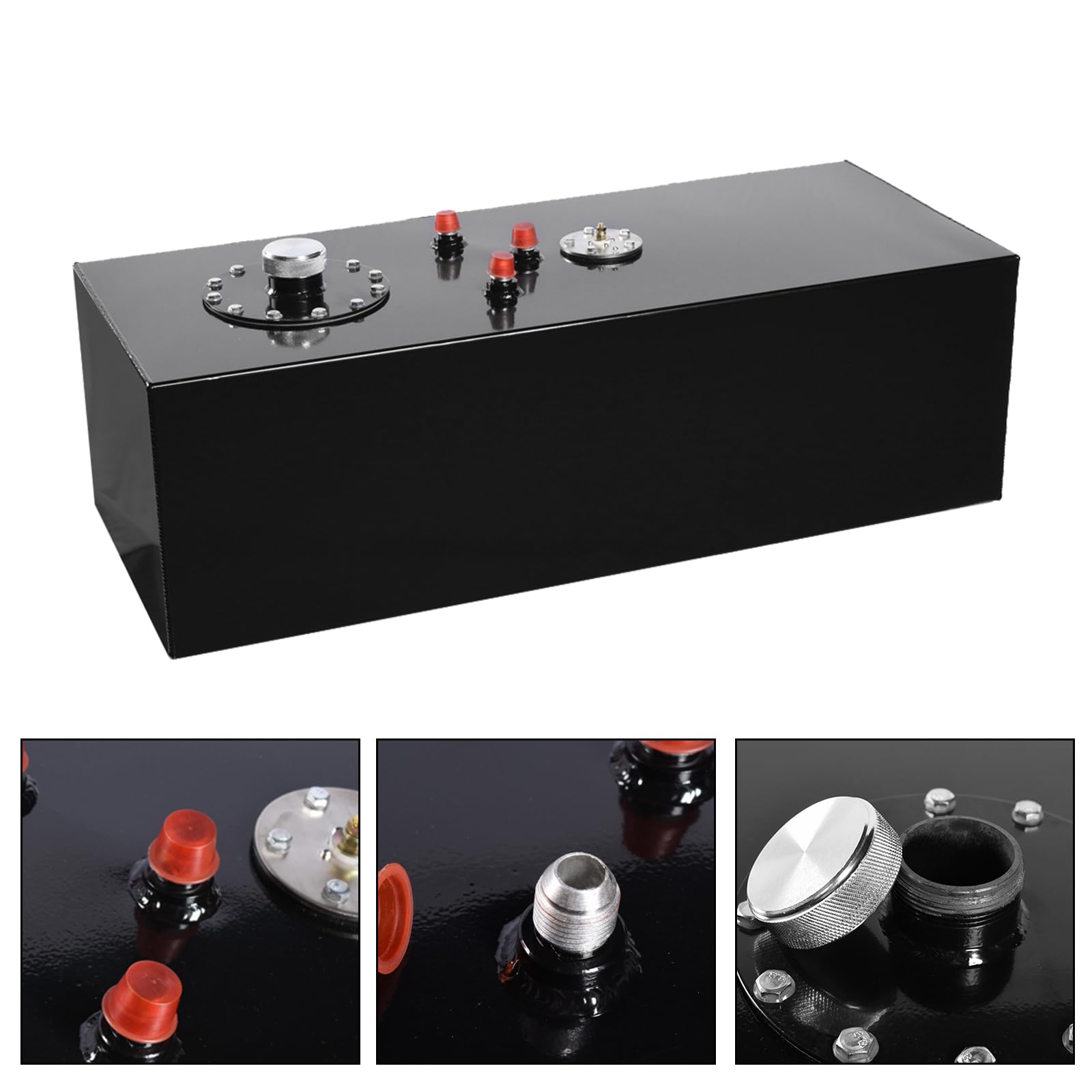 Autoforever 15 Gallon (60L) Universal Aluminum Fuel Tank with Top Feed & Oil Level Sensor - Black | Perfect for Marine, RV, Truck & Off-Road Vehicles