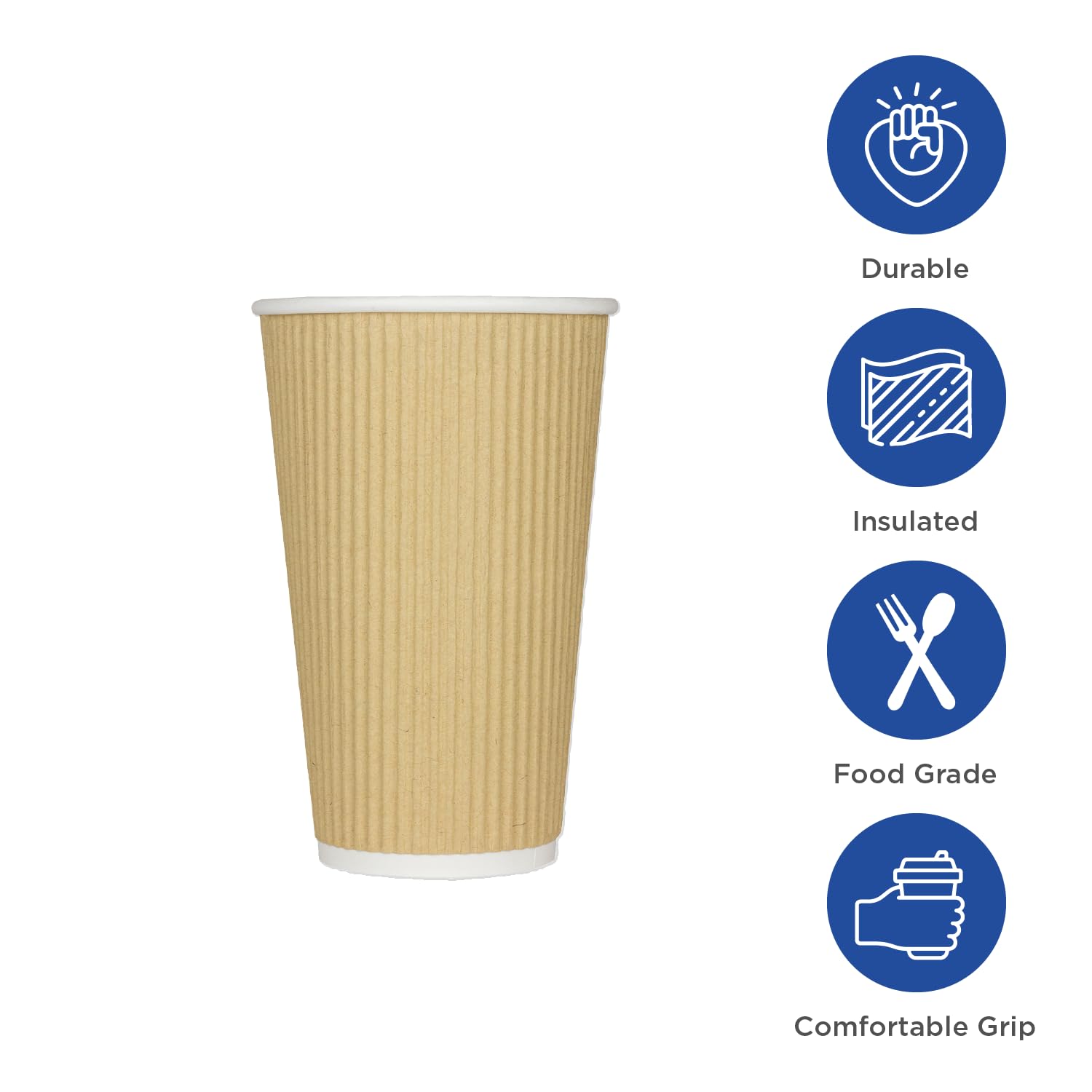 20oz Ripple Insulated Coffee Cups [500 Count] - Double Poly Lined Kraft Paper Hot Cups for Coffee, Tea & Hot Chocolate - Perfect for Cafes, Offices & Catering Events