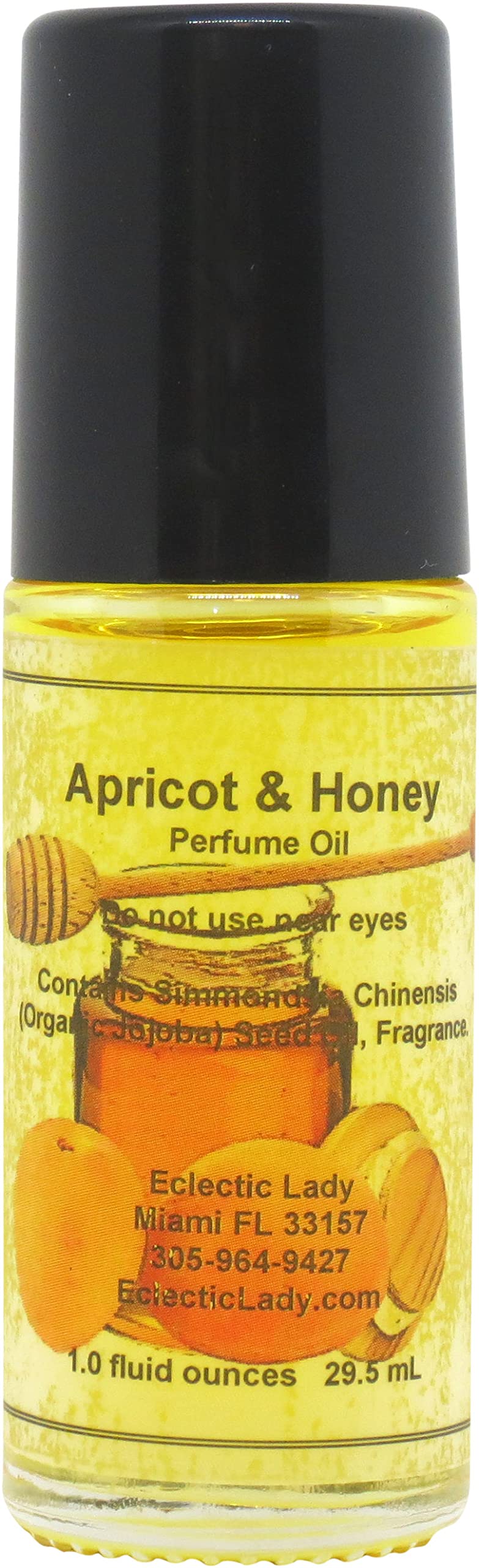 Apricot & Honey Perfume Oil Roll-On 1.0 Oz - Long Lasting Natural Fragrance with Essential Oils & Jojoba - Perfect for Daily Wear, Date Nights & Travel