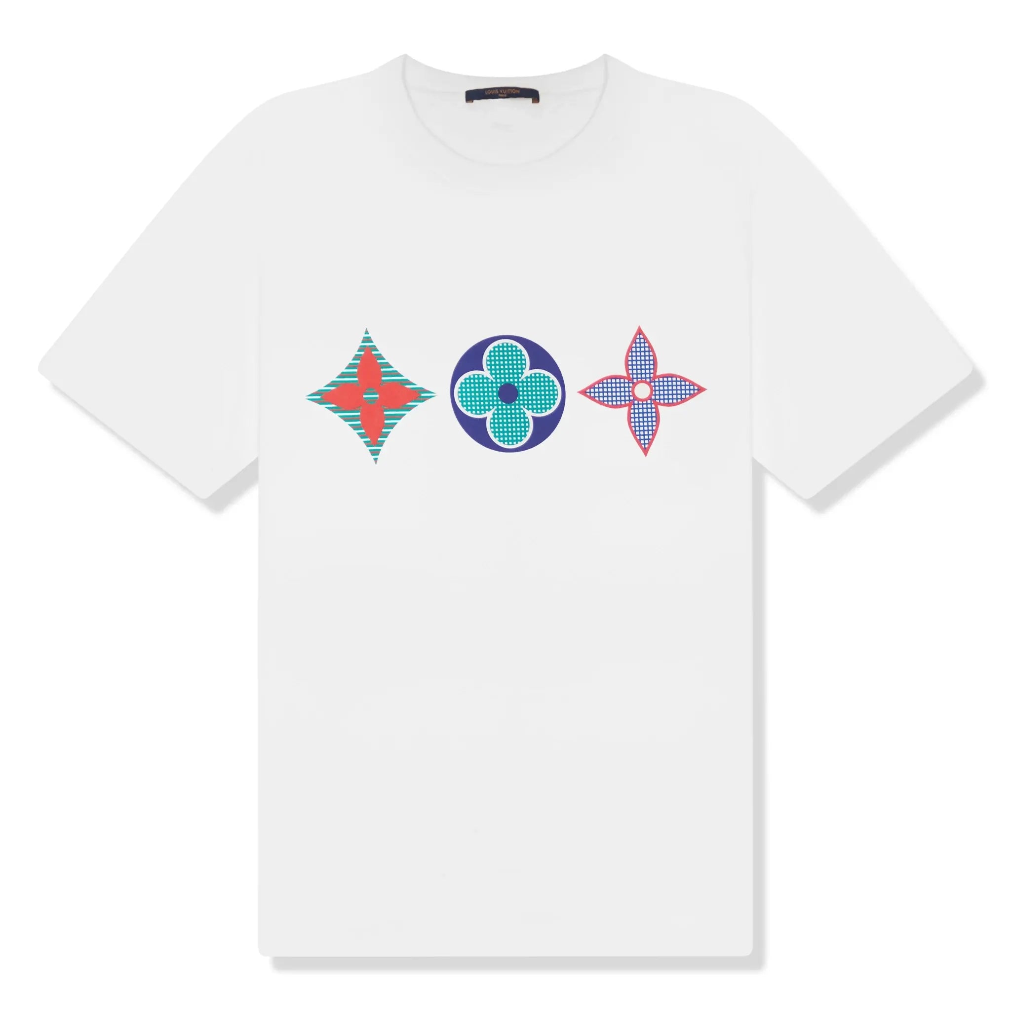Authentic Louis Vuitton Monogram Printed Multi White T-Shirt - Vintage Luxury Cotton Tee for Men | Perfect for Casual Wear, Street Style & Designer Collections
