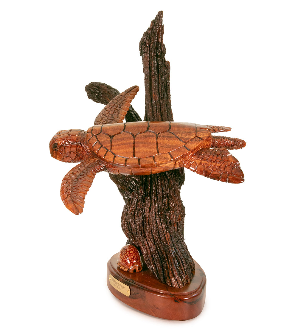 Handcrafted Koa Wood Sculpture - Reef Residents by Craig Nichols | Unique Hawaiian Art, Home Decor, Office Desk Display, Gift for Art Lovers