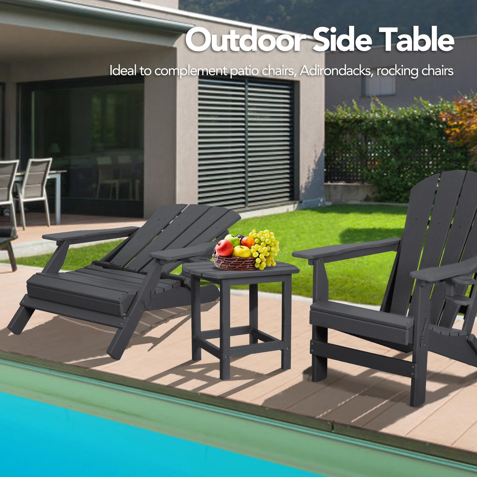Nalone Outdoor Side Table - Weather-Resistant HDPE Small Patio End Table for Camping, Balcony & Garden | Durable Adirondack-Style Accent Table for Outdoor Living, Poolside & Patio Decor