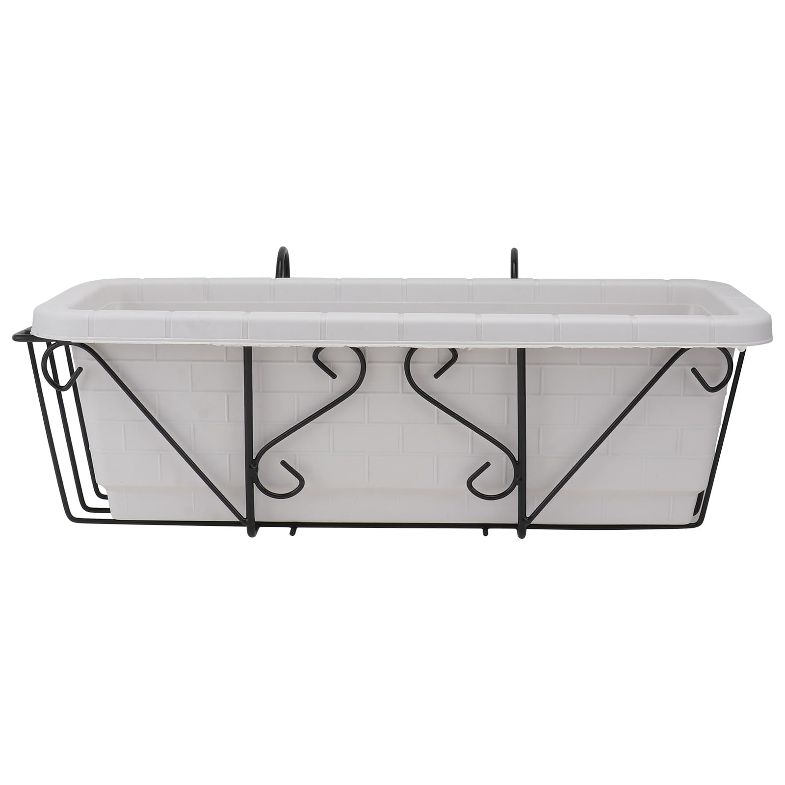 Vintage Metal Hanging Planter Set - Wall Mounted & Over The Rail Flower Pot Holder for Patio, Balcony, Bonsai - Durable Iron & Plastic Planters for Indoor/Outdoor Decor