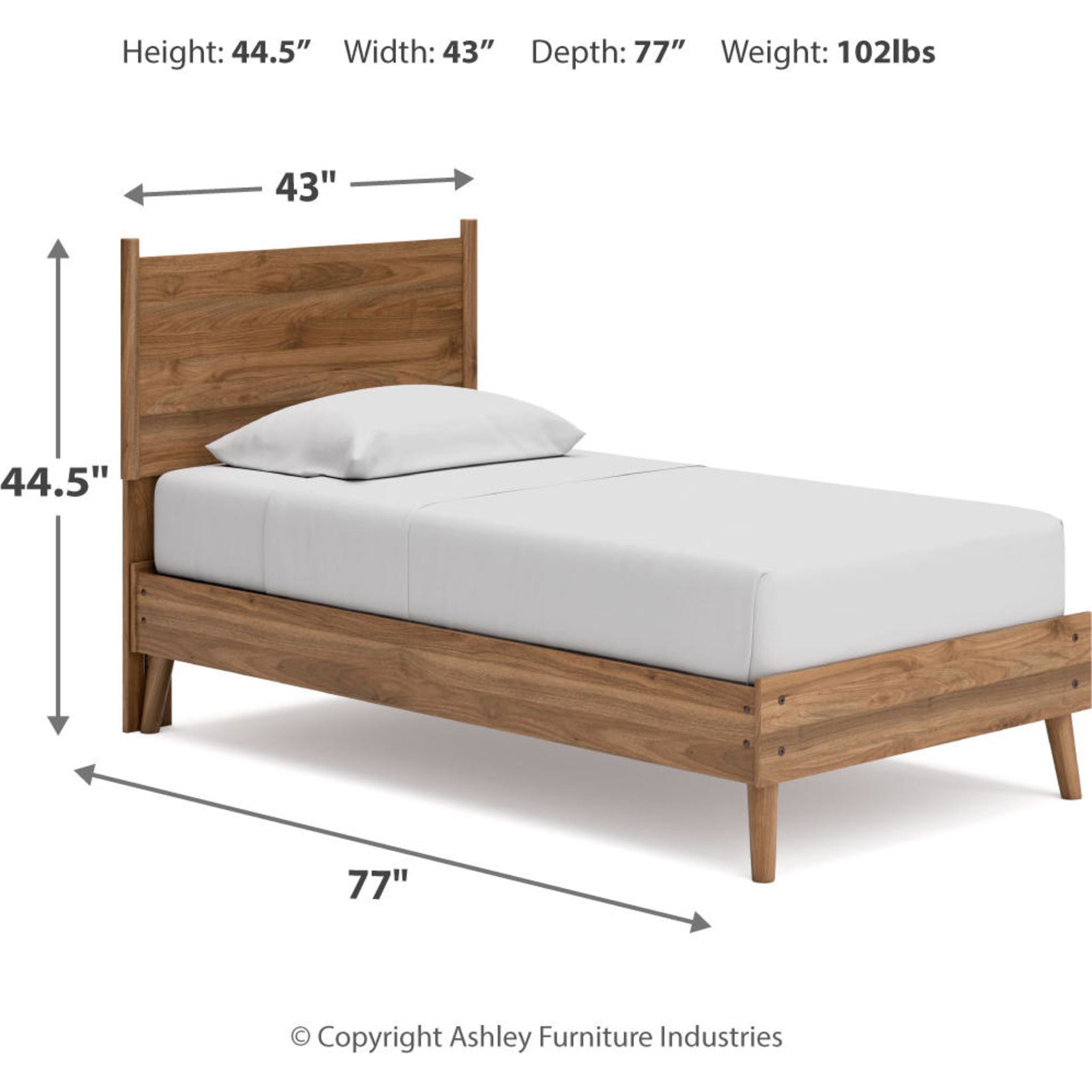 Aprilyn Twin Panel Bed in Honey Finish - Modern Wooden Twin Size Bed Frame for Kids & Teens - Perfect for Bedrooms, Dorms, and Guest Rooms