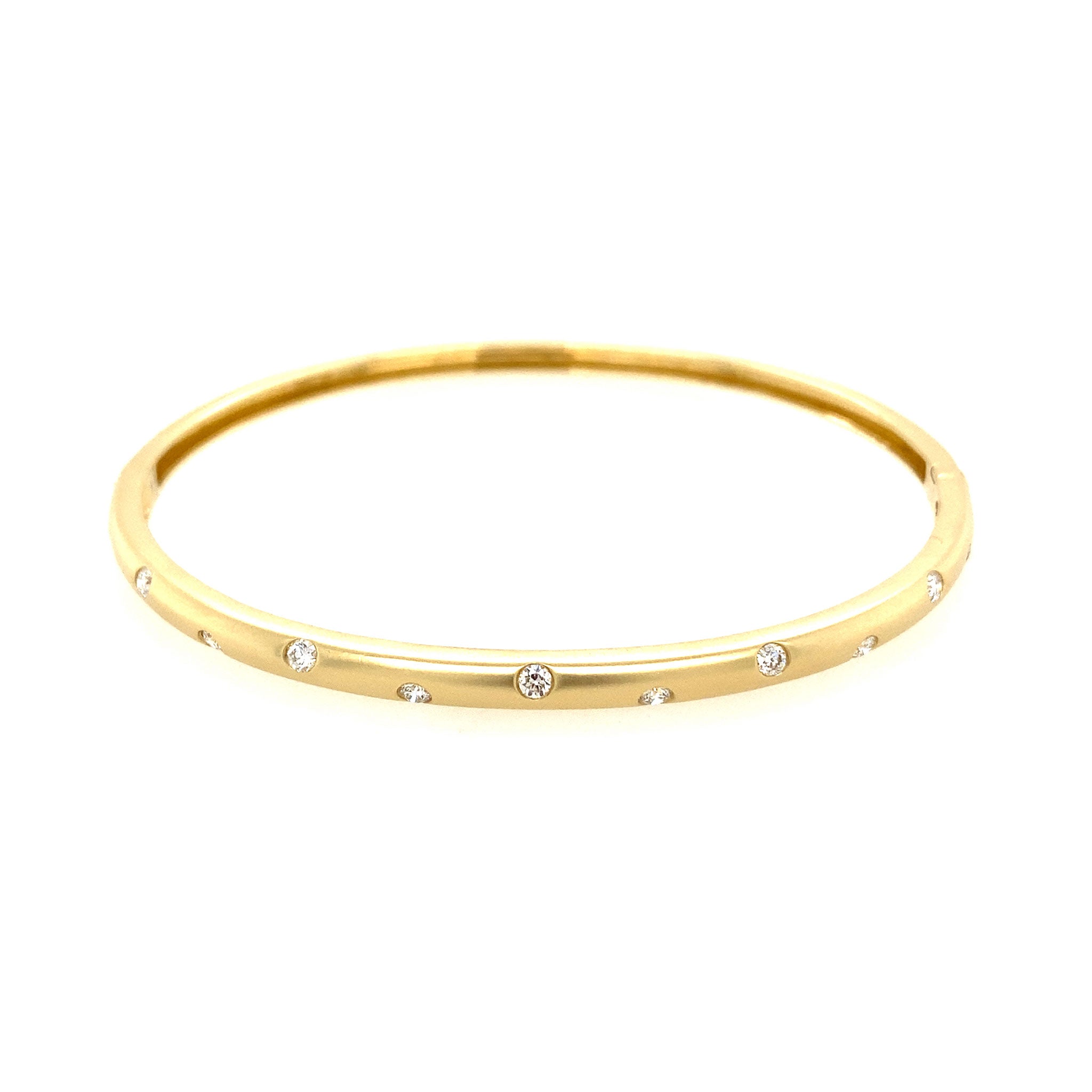 14K Yellow Gold Diamond Flush Set Bangle Bracelet for Women - Elegant Jewelry Gift for Weddings, Anniversaries & Special Occasions