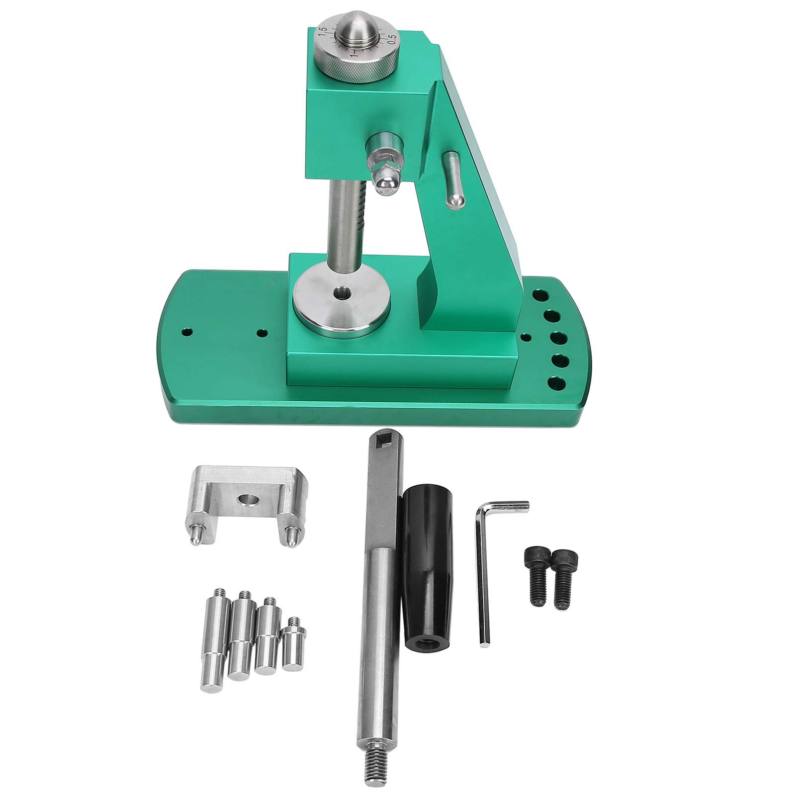 Professional Watch Press Tool Kit with Ergonomic Handle - Watch Capping Machine & Back Case Cover Press for Watch Repair - Ideal for Watchmakers & Jewelry Repair Shops (Green) - Perfect for Watch Battery Replacement, Case Back Sealing & Professional Watch Maintenance