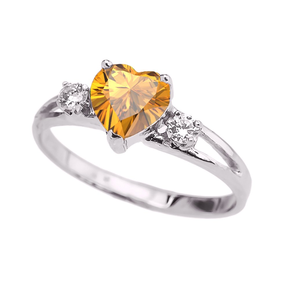 10K White Gold November Birthstone Heart Ring with White Topaz - Modern Promise & Proposal Ring for Women, Perfect for Anniversaries, Engagements & Special Occasions
