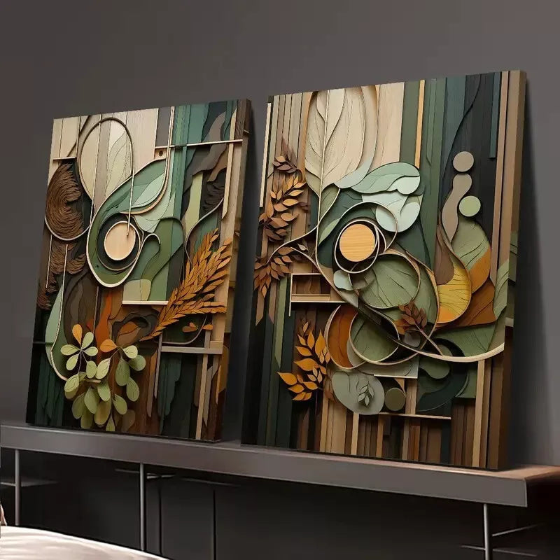 2-Piece Earthy Neutral Tone Canvas Wall Art Set - 50x75cm Framed High-Quality Print | 100% Australian Made | Ready to Hang | Perfect for Living Room, Bedroom & Office Decor