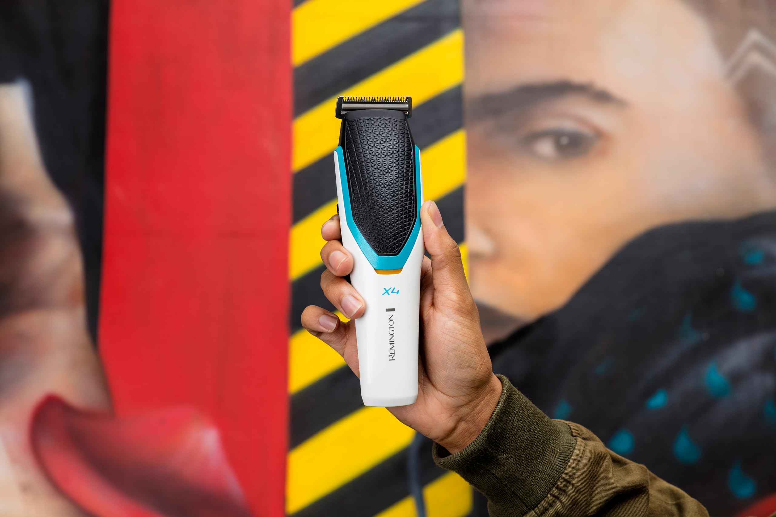 Remington Professional X4 Hair Trimmer with 3 Adjustable Combs (3-35mm) - Japanese Stainless Steel Blades, Cordless & Battery Powered - HC4000 Power X Series - Perfect for Home Haircuts, Beard Trimming & DIY Grooming