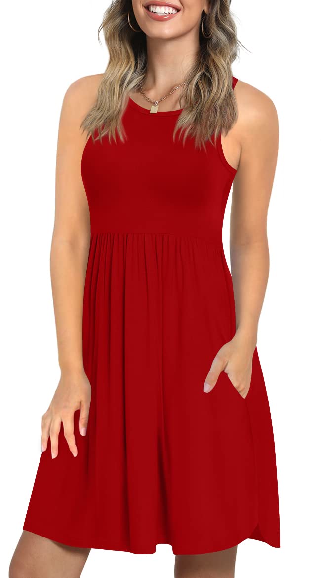 LONGYUAN Women's Summer Dresses 2023 - Stretchy Sleeveless Sun Dress with Pockets | Casual Beachwear, Vacation Outfits & Everyday Comfort