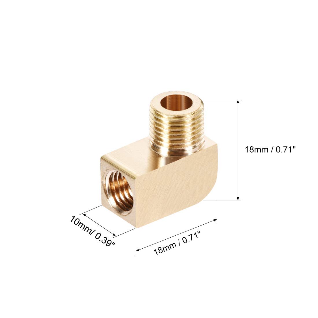 uxcell Brass Pipe Fitting 90 Degree Barstock Street Elbow G1/8 Male x M8 Female Thread - 2 Pack - Perfect for Plumbing, Hydraulic Systems & DIY Projects