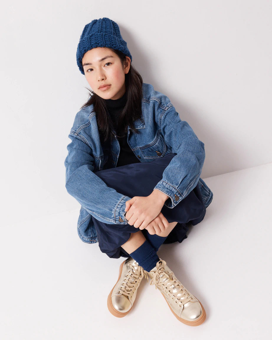Saturn Returns High Top Sneakers for Women - Fashion Gold Metallic Platform Shoes | Perfect for Streetwear, Casual Outfits & Retro Fashion