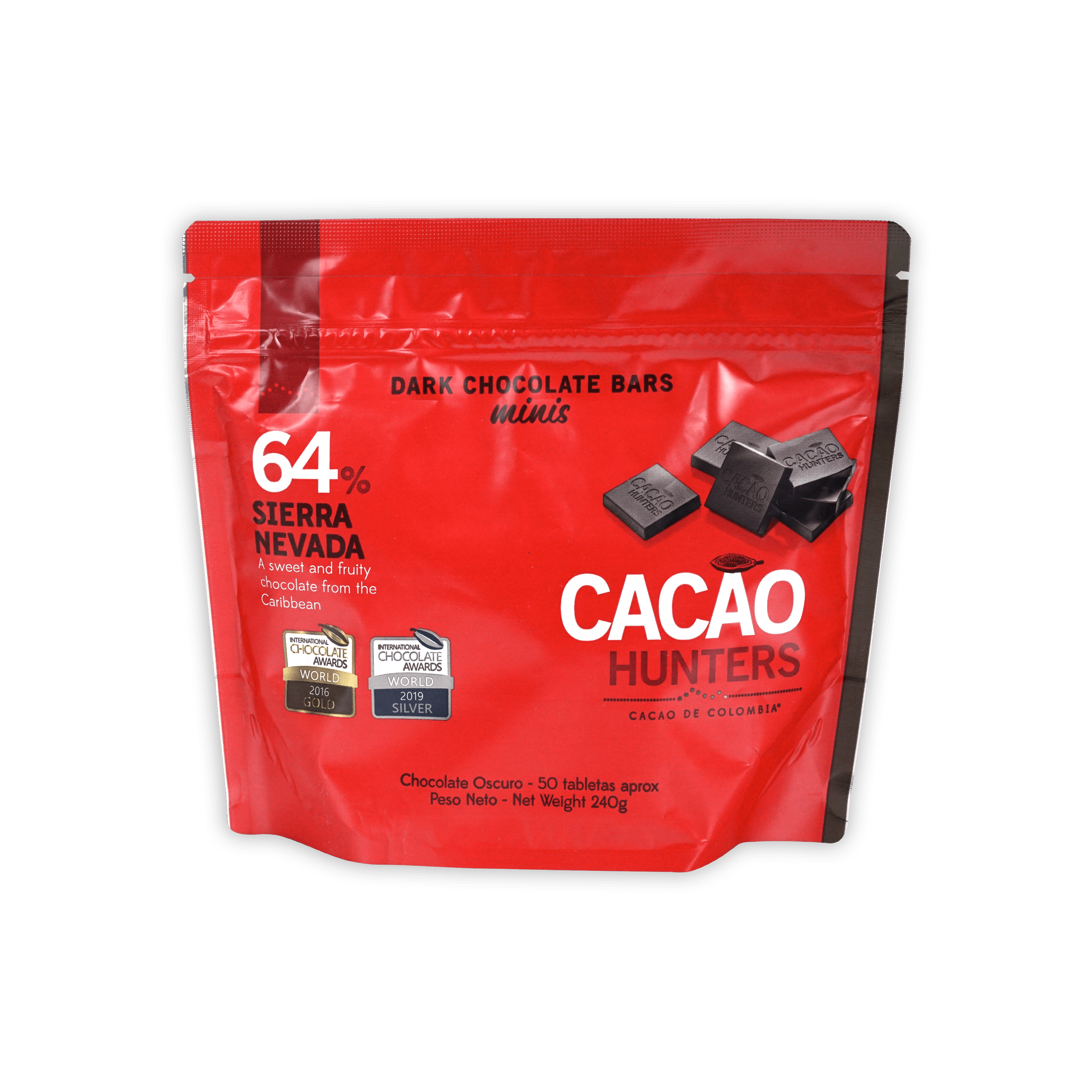 Cacao Hunters Minis Sierra Nevada 64% Dark Chocolate Bars - Premium Organic Cocoa Snacks for Gifts, Parties & Healthy Desserts