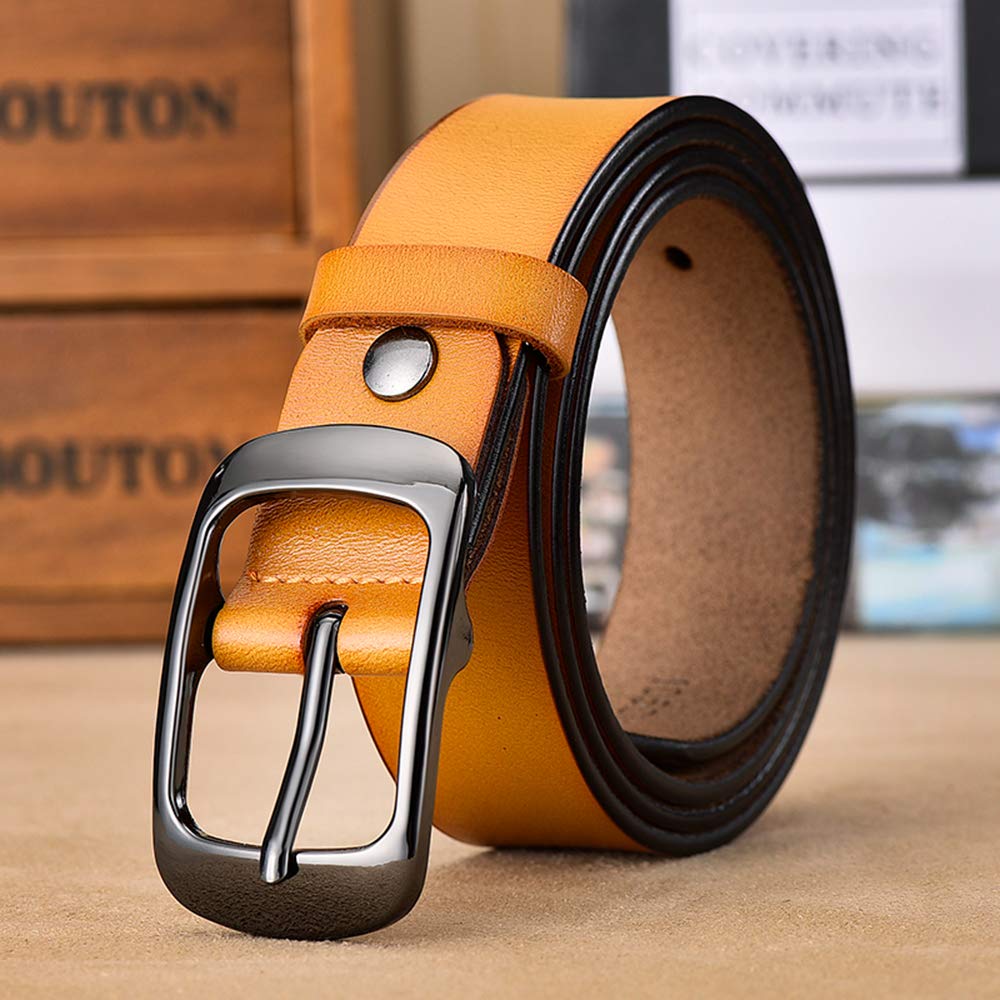 Genuine Leather Women's Belt with Single Prong Alloy Buckle - Red, Black, Brown | Stylish & Durable Fashion Accessory for Casual, Office & Everyday Outfits