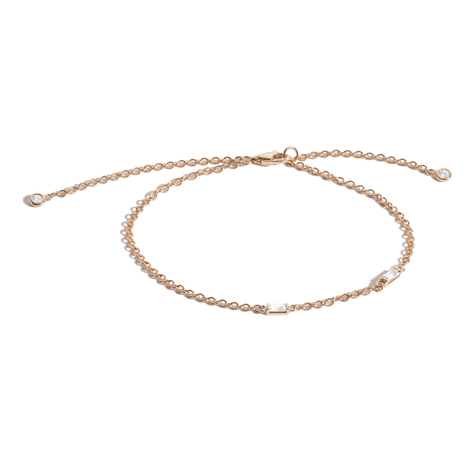 14K Gold Birthstone Baguette Bracelet with Diamond Dangles - Elegant Stackable Jewelry for Women, Perfect Gift for Birthday, Anniversary & Mother's Day