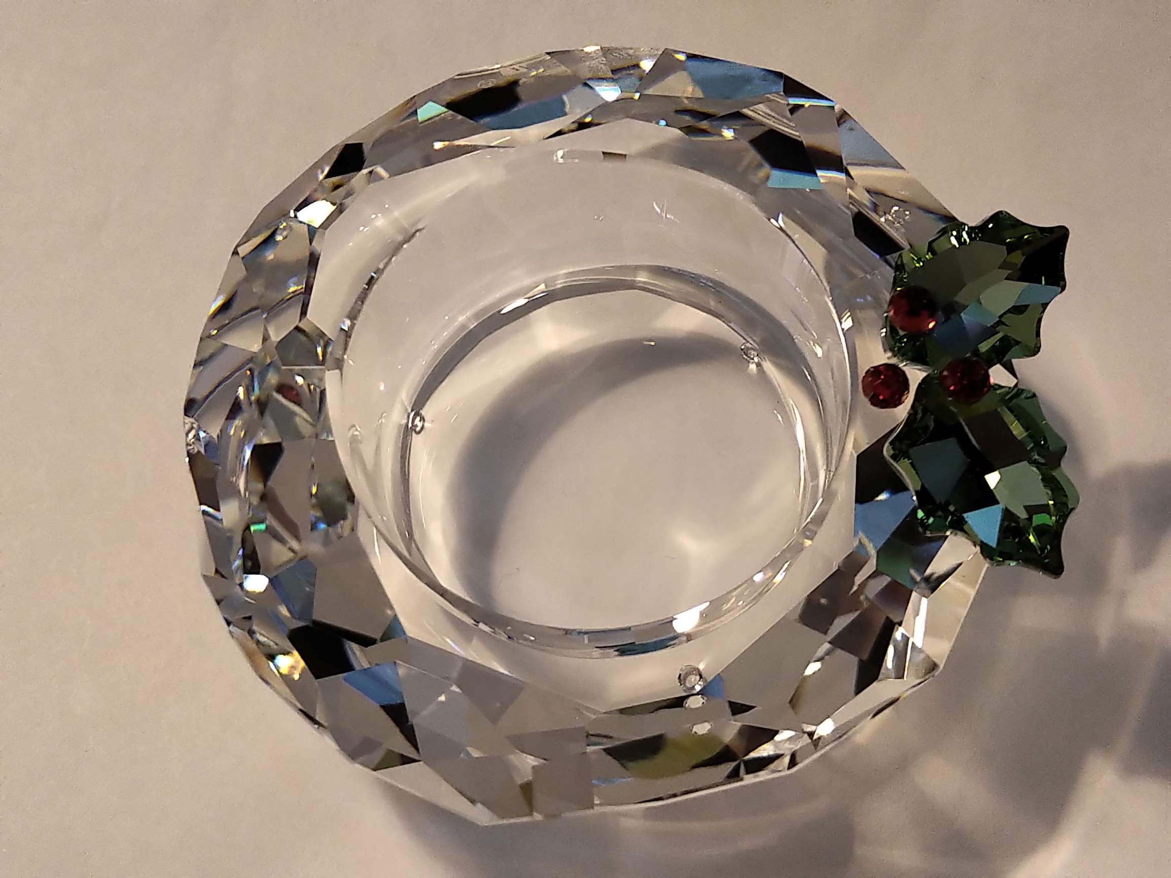Swarovski Crystal Holly Tea Light Holder - Elegant Holiday Candle Holder for Christmas Decor, Table Centerpiece, Wedding & Home Decoration