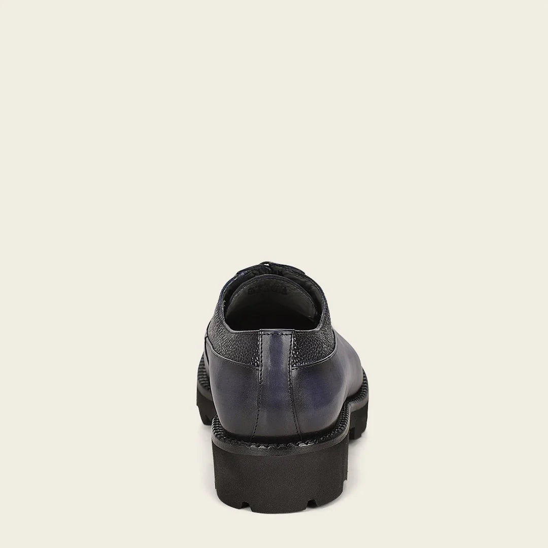 Franco Cuadra Men's Navy Casual Deer Leather Platform Moccasins - Comfortable Slip-On Shoes for Outdoor, Travel & Everyday Wear