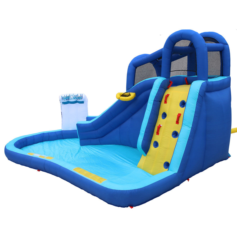 Banzai Surf N' Splash Inflatable Water Park with Basketball Hoop - Backyard Water Slide & Pool Games for Kids Summer Outdoor Fun