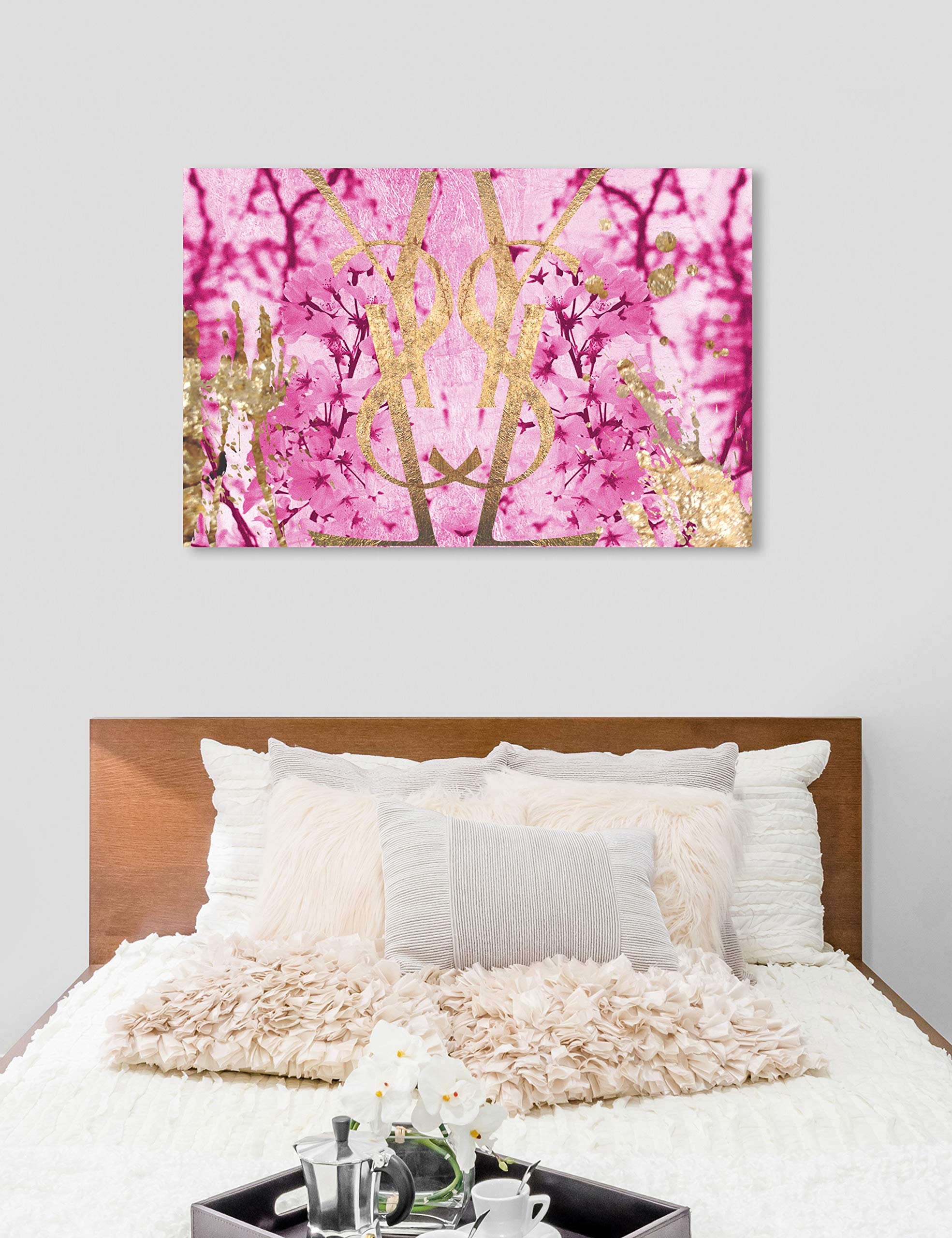 Botanical Couture Pink Wall Art Canvas Prints - Fashion & Glam Home Decor for Living Room, Bedroom & Office